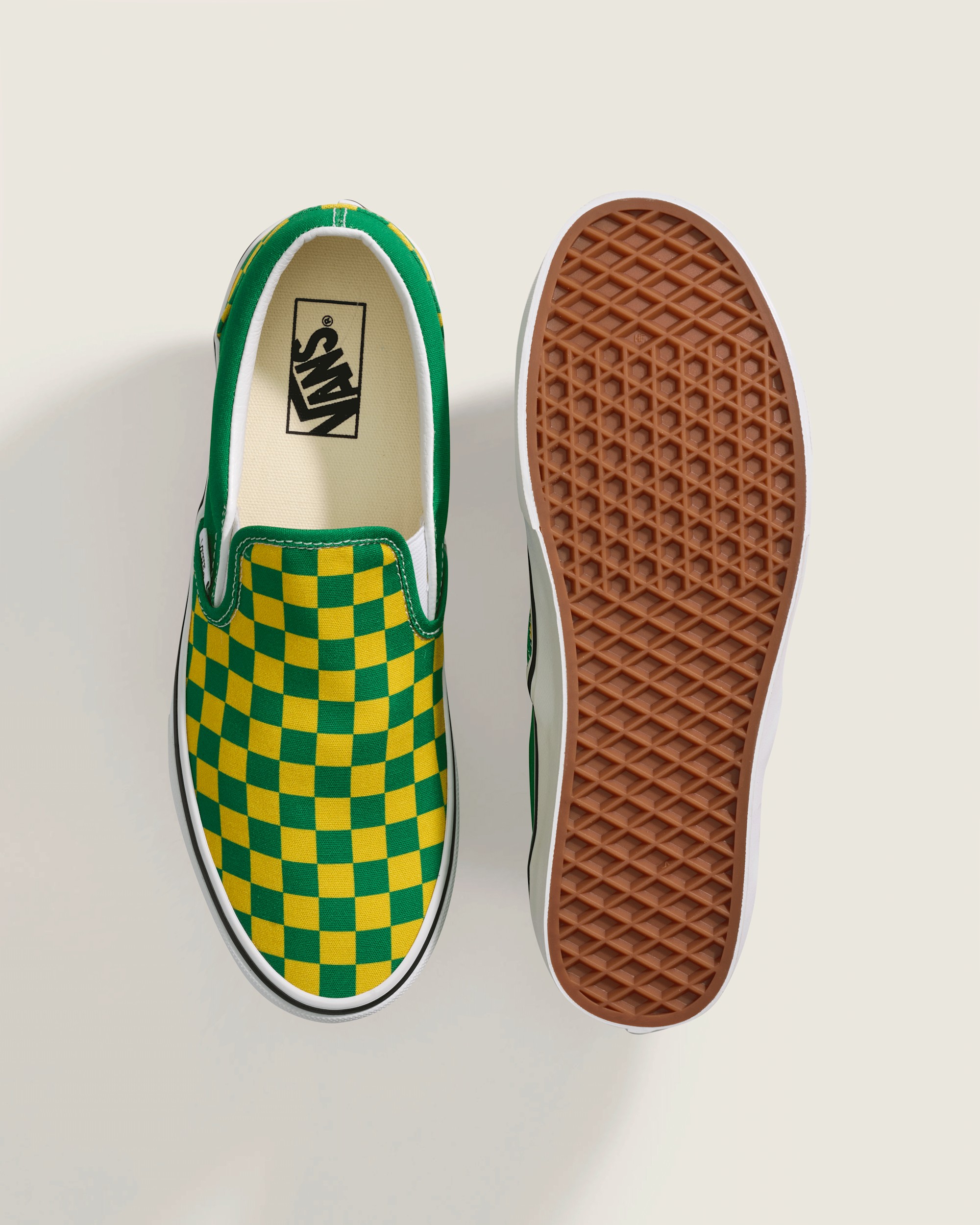 Game Day Classic SlipOn Checkerboard Shoe VANS Checkerboard Green  Yellow ALT2