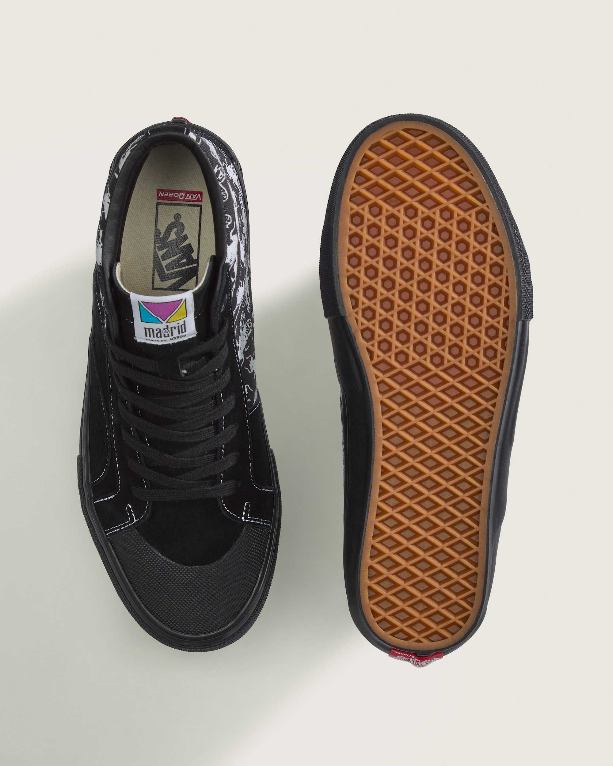 Van Doren Approved x Madrid Skateboards Skate Sk8Hi Shoe VANS Black  White ALT2