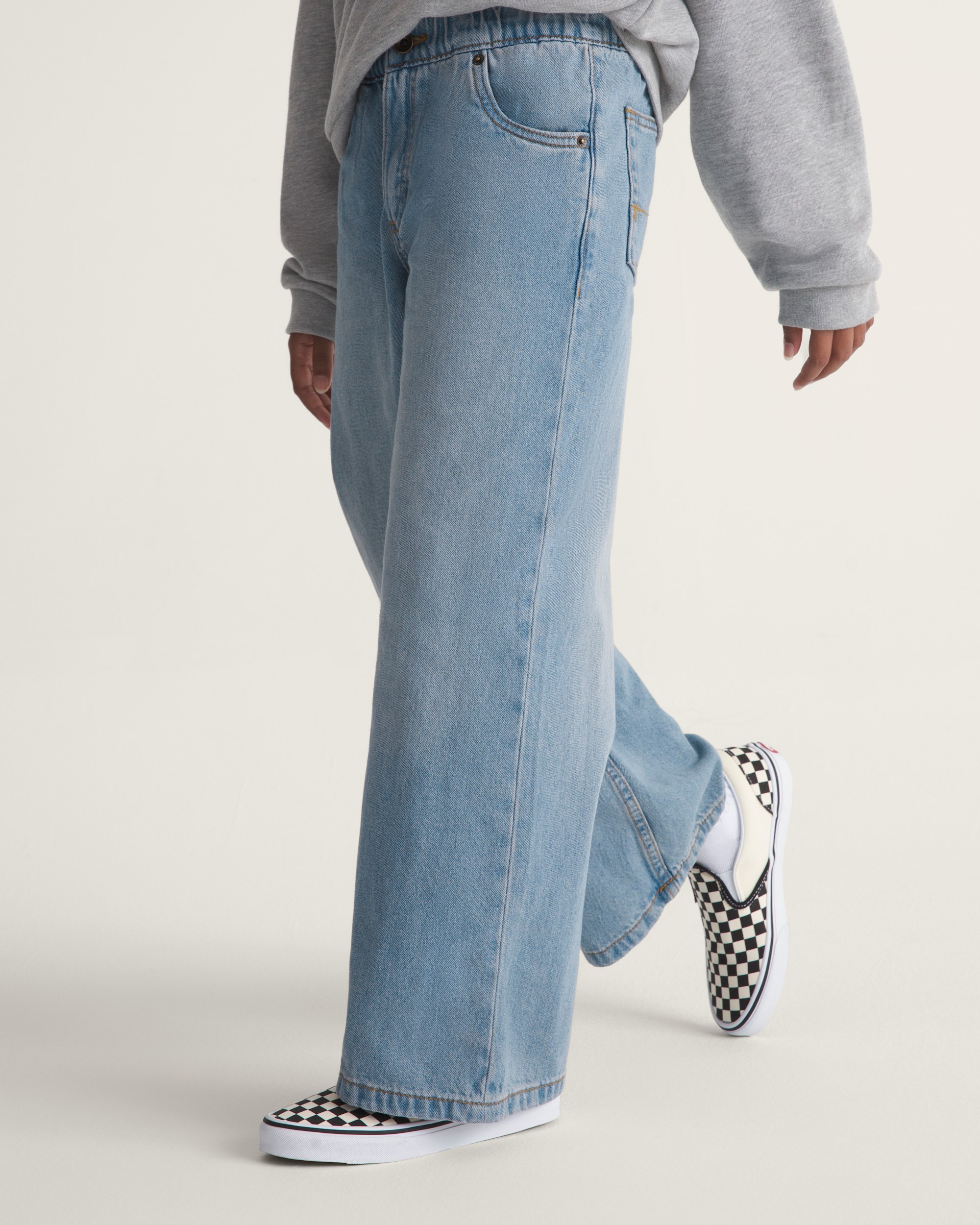Kids Judy Denim Elastic Waist Pants VANS Stonewash Blue ALT5