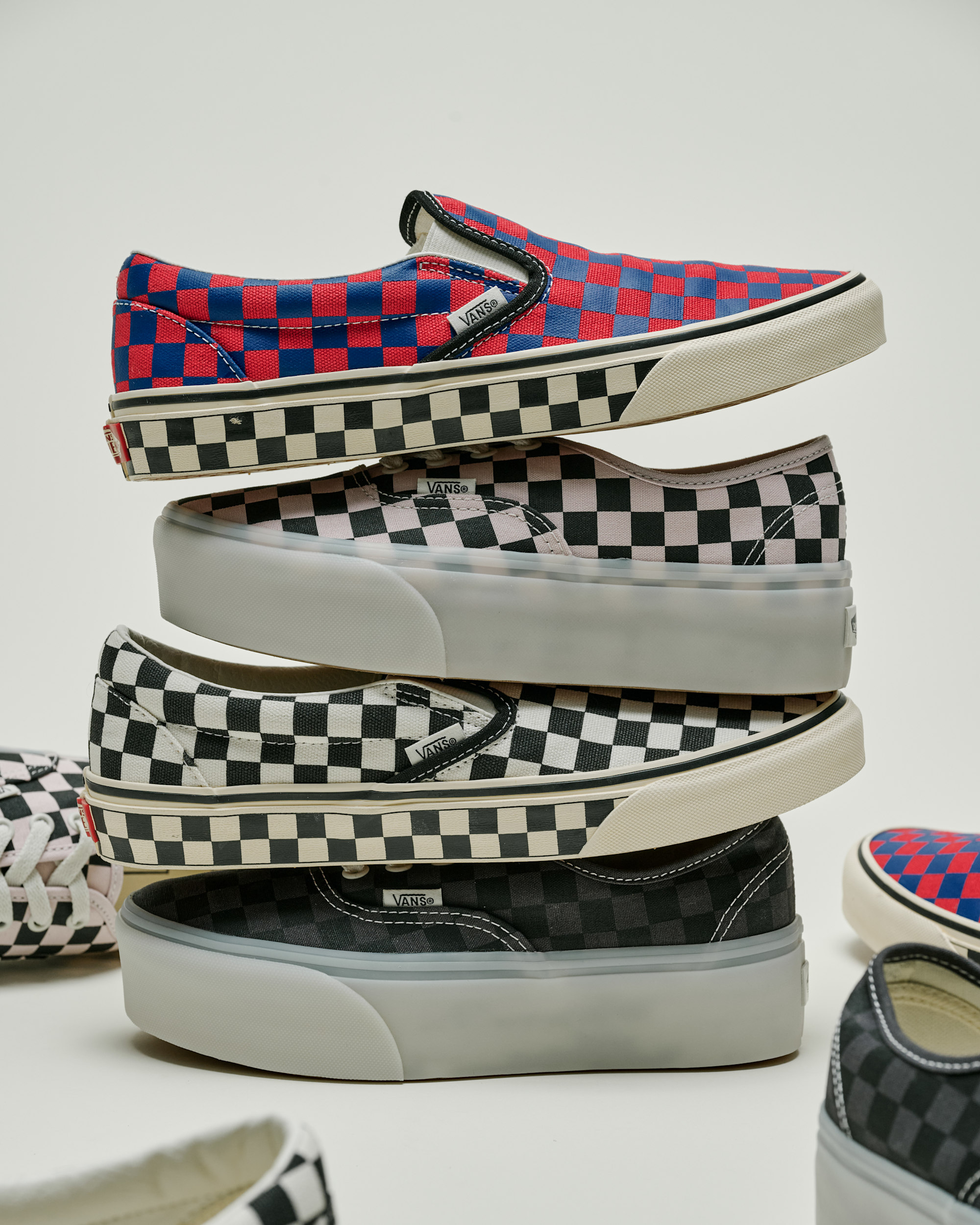 Classic SlipOn Checkerboard Shoe VANS Checkerboard Red  Blue ALT4