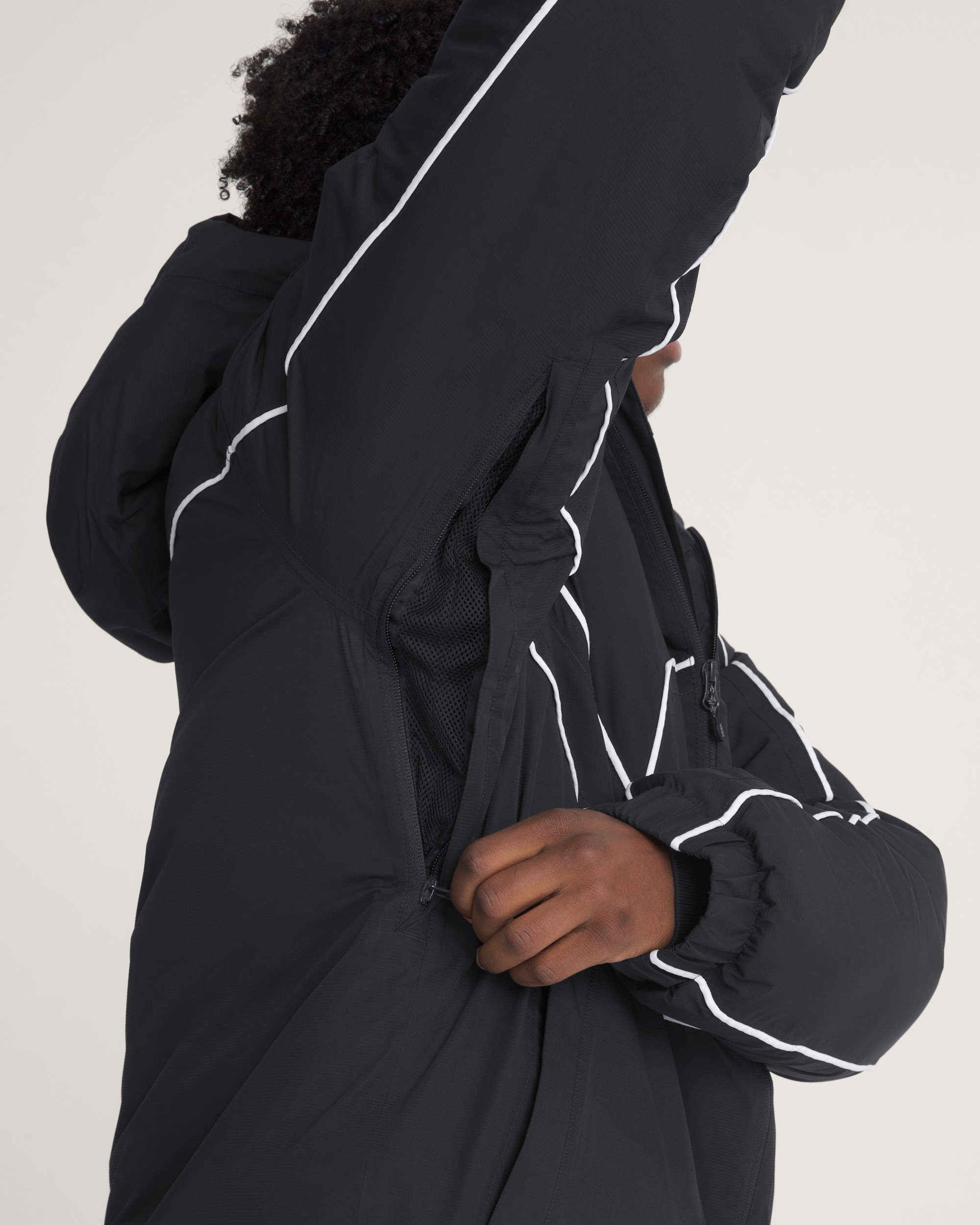 90s Big Block Hooded Puffer Jacket VANS Black ALT4