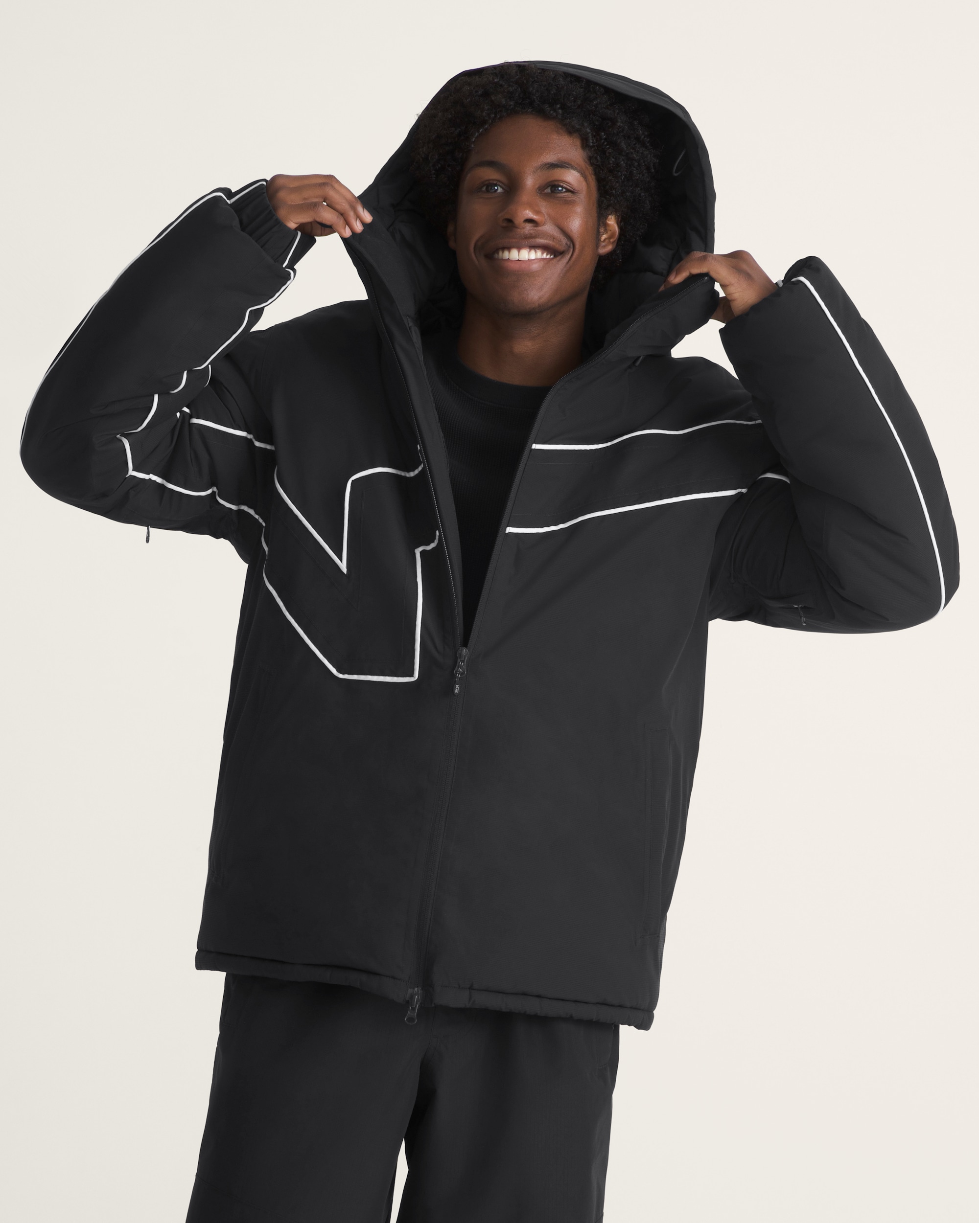 90s Big Block Hooded Puffer Jacket VANS Black HERO