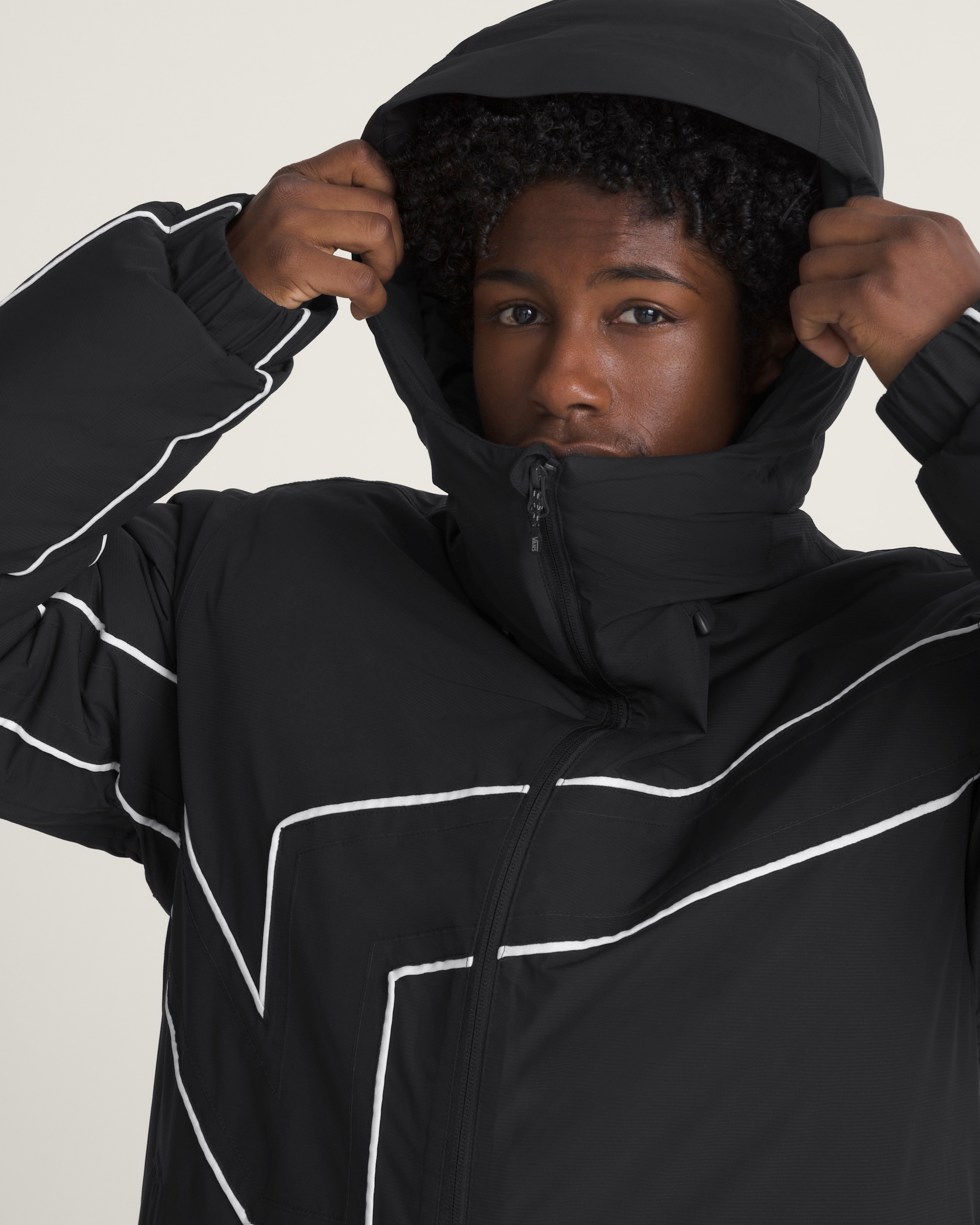 90s Big Block Hooded Puffer Jacket VANS Black ALT3