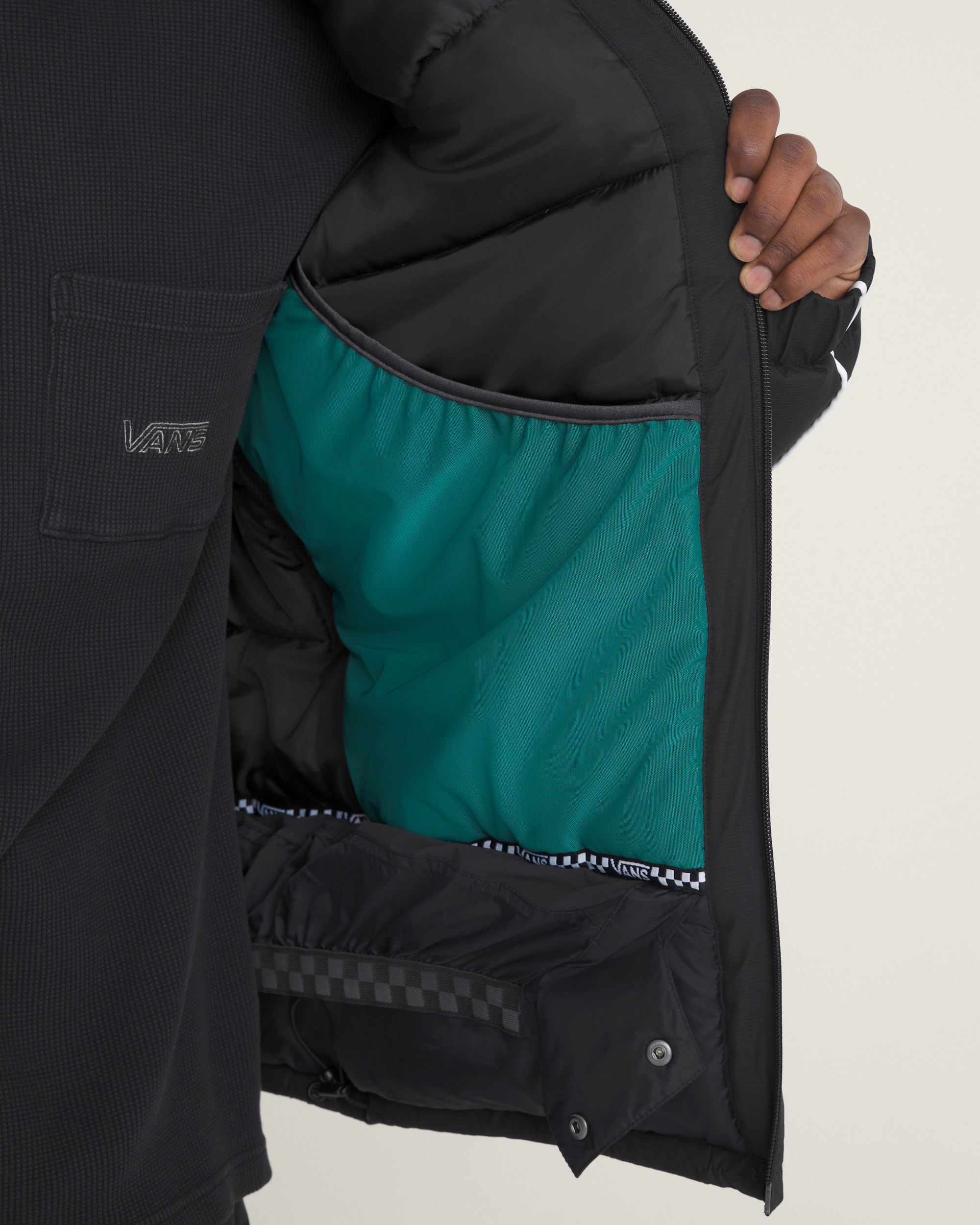90s Big Block Hooded Puffer Jacket VANS Black ALT5