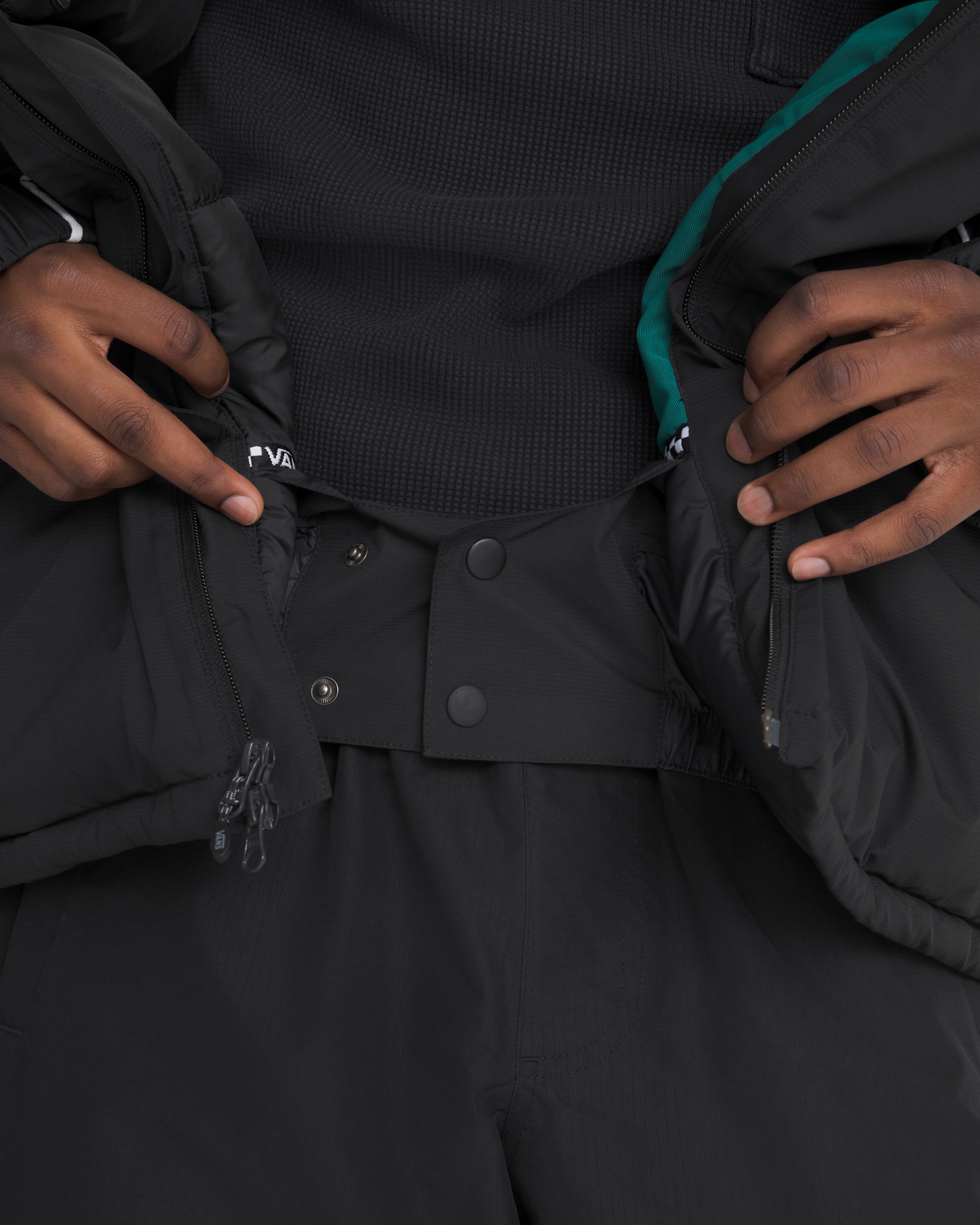 90s Big Block Hooded Puffer Jacket VANS Black ALT6
