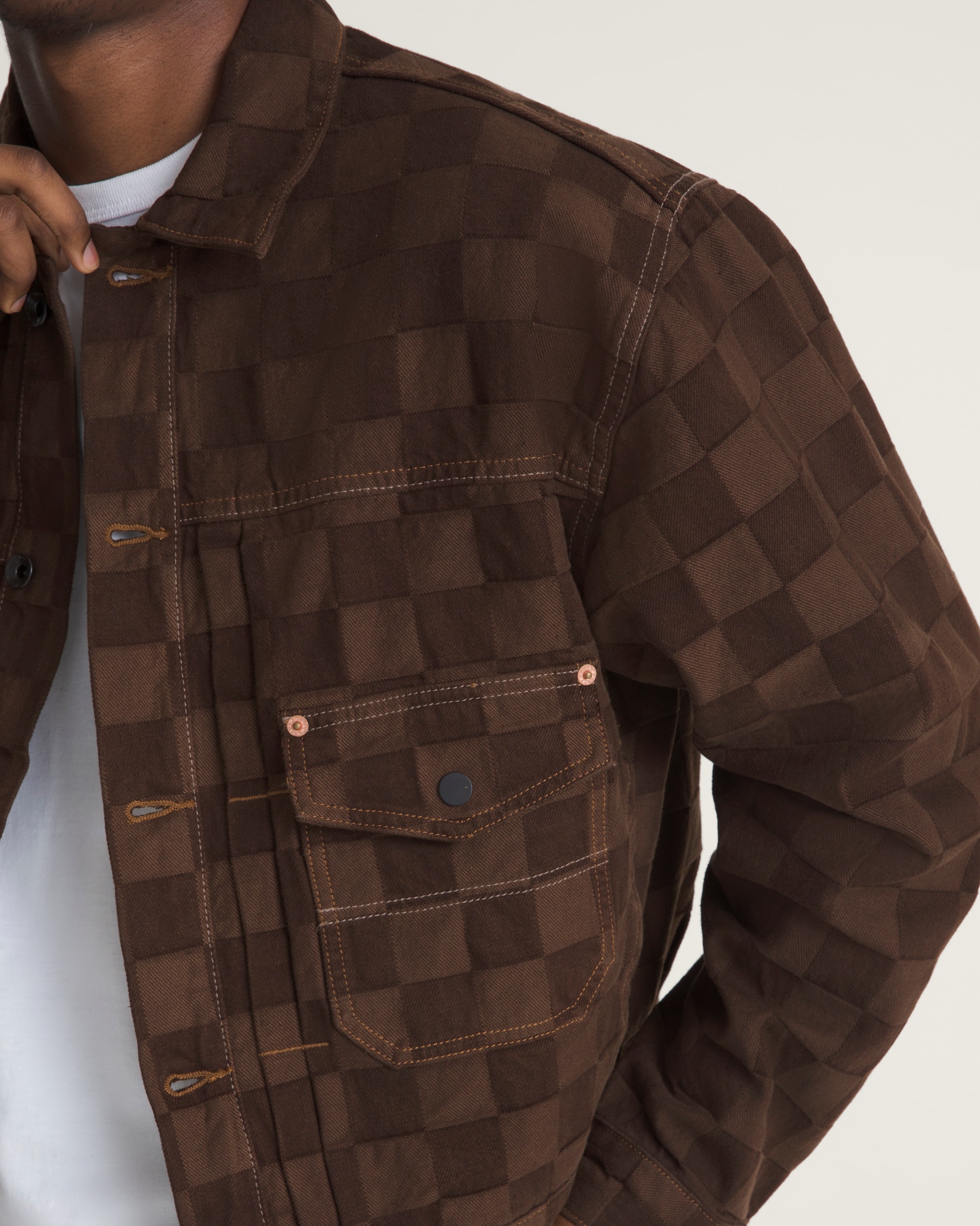 Check5 Checkerboard Denim Trucker Jacket VANS Demitasse ALT3