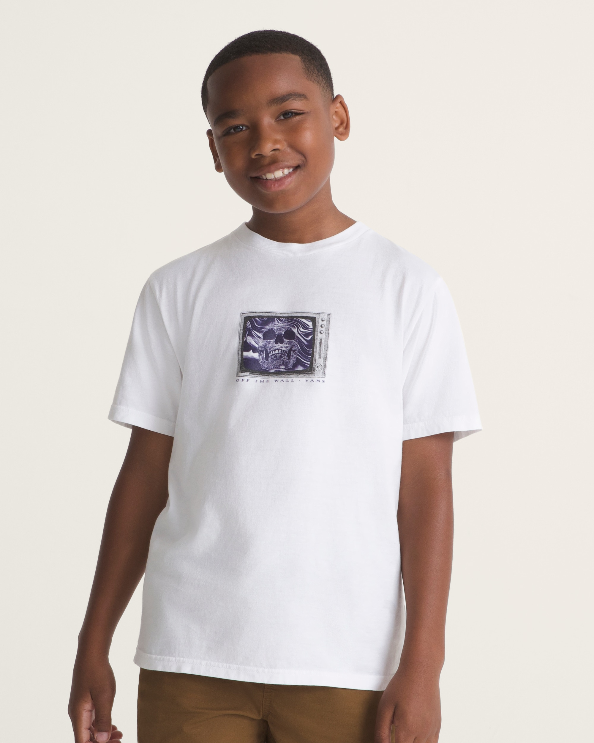 Kids Tune In Skull Out TShirt VANS GlowintheDark  White ALT3