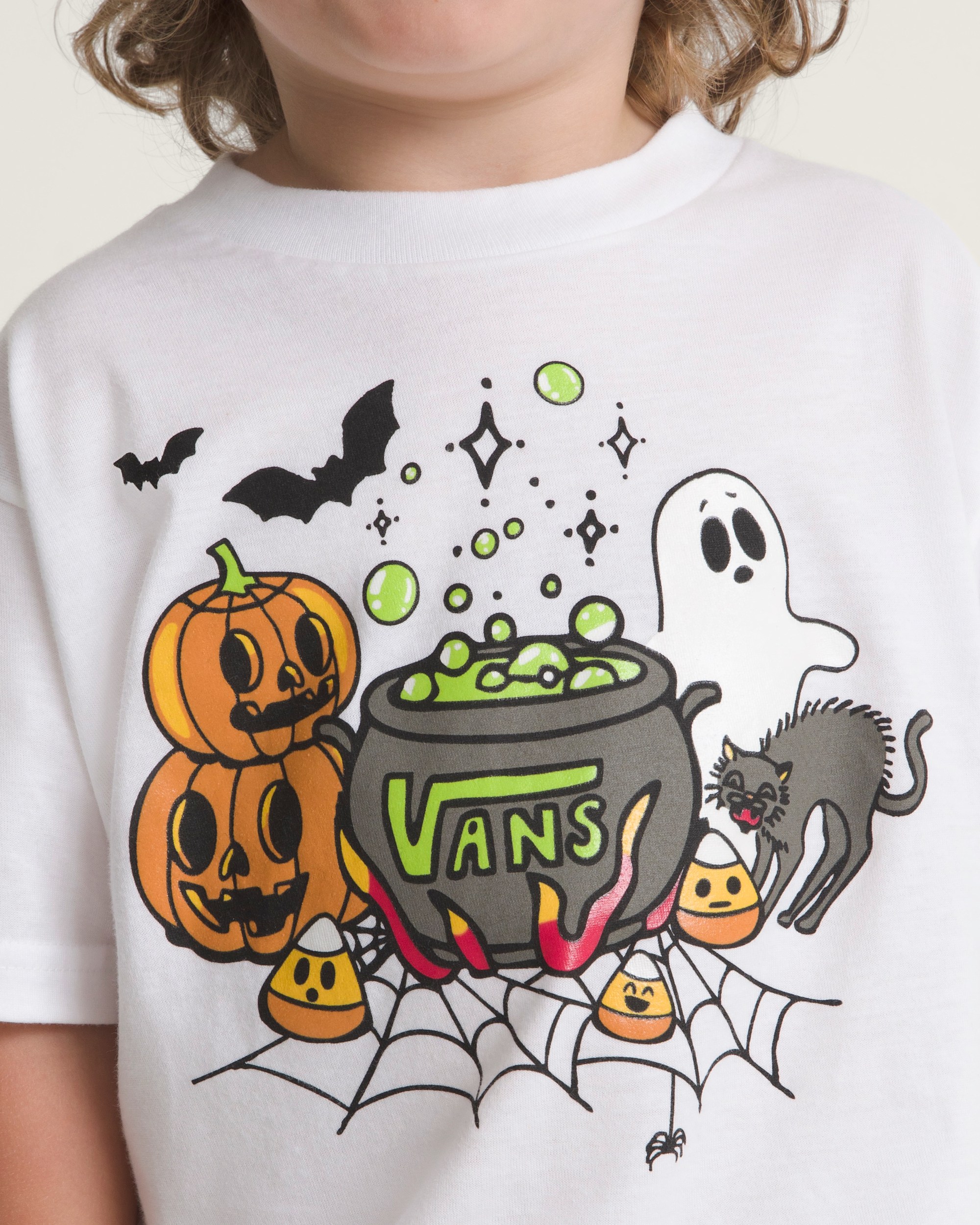 Little Kids Spooky Crew TShirt VANS GlowintheDark  White ALT5
