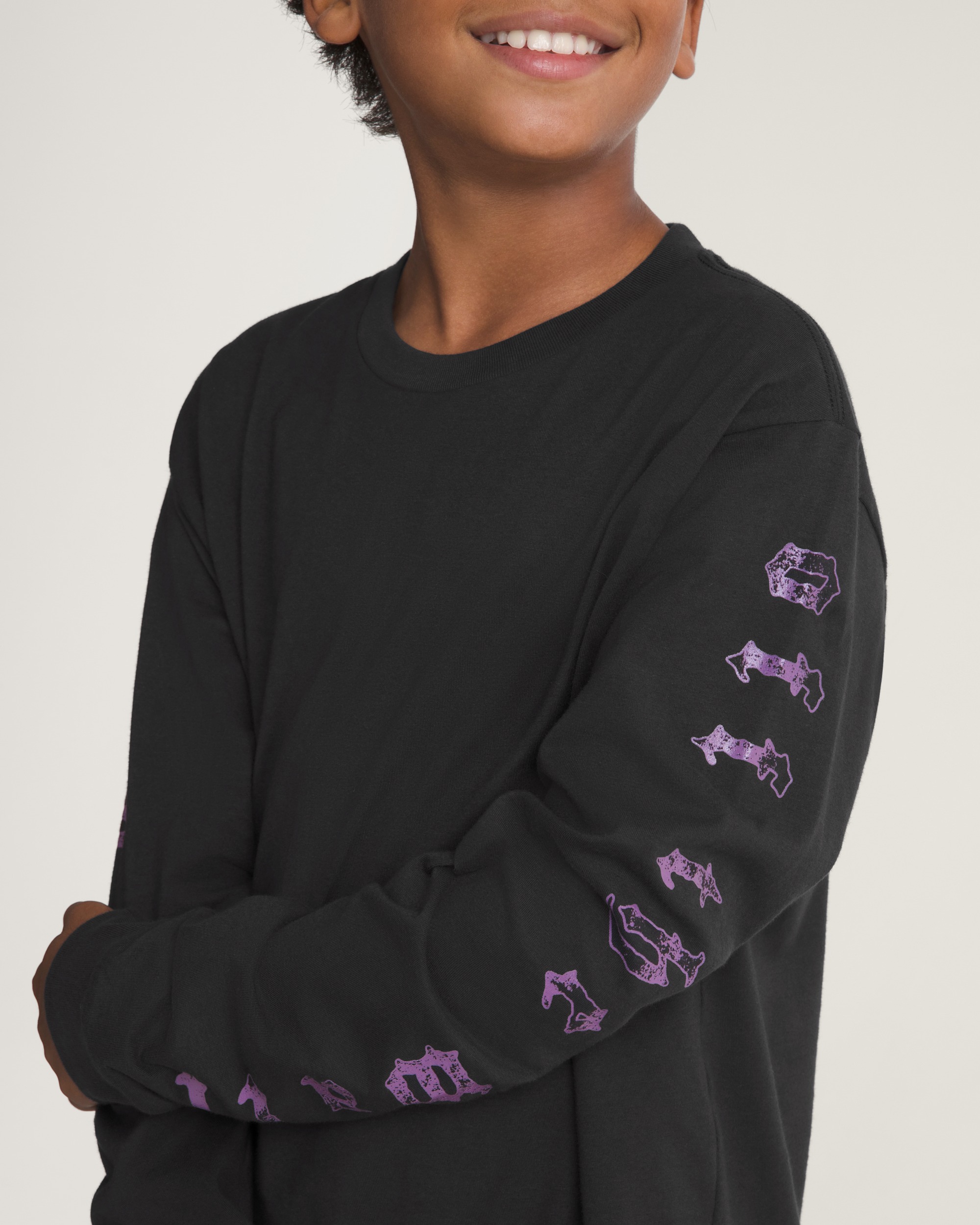Kids Webbed Reaper Long Sleeve TShirt VANS GlowintheDark  Black ALT5