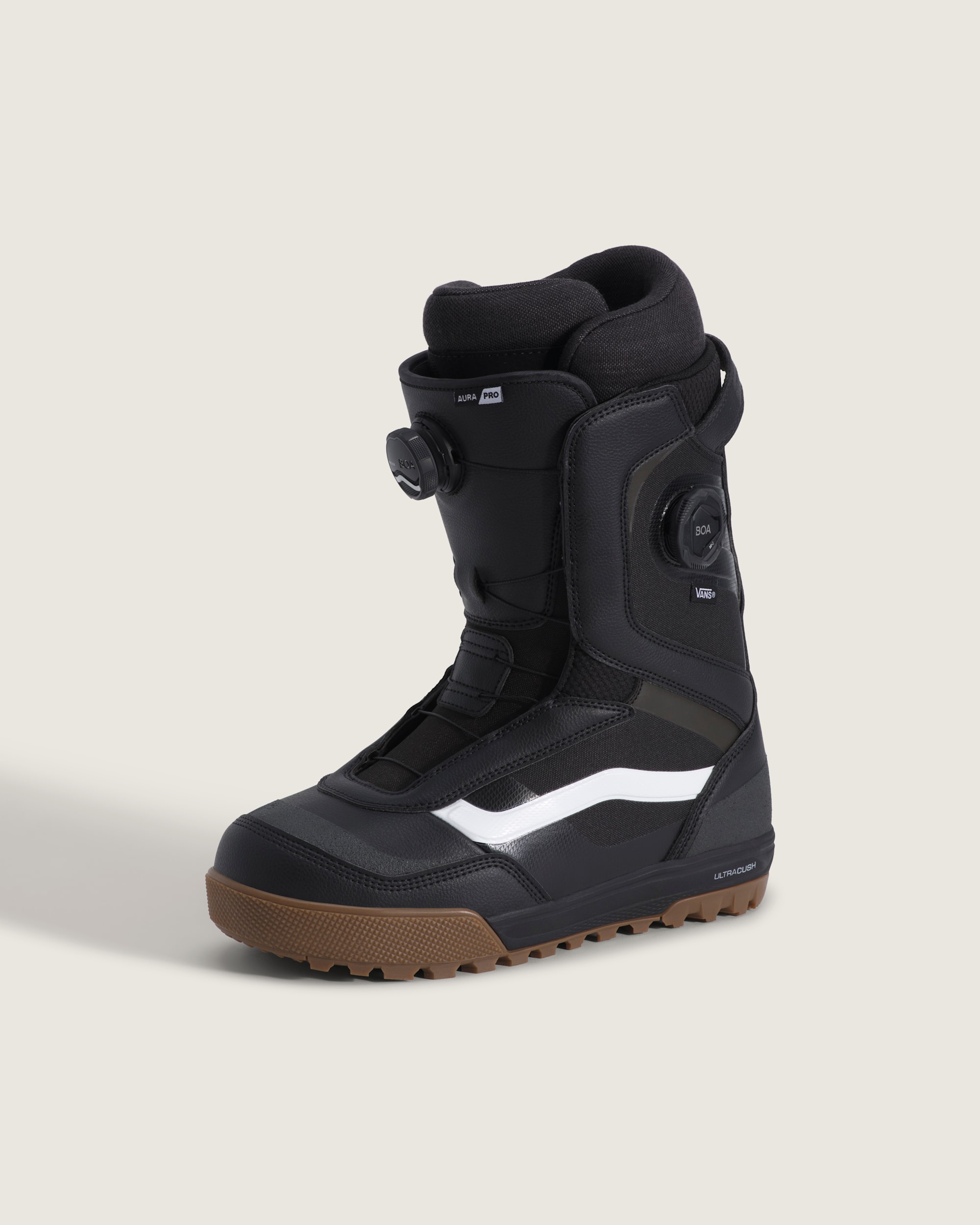 Aura Pro 20 Snowboard Boot VANS Black  White  Gum Brown HERO