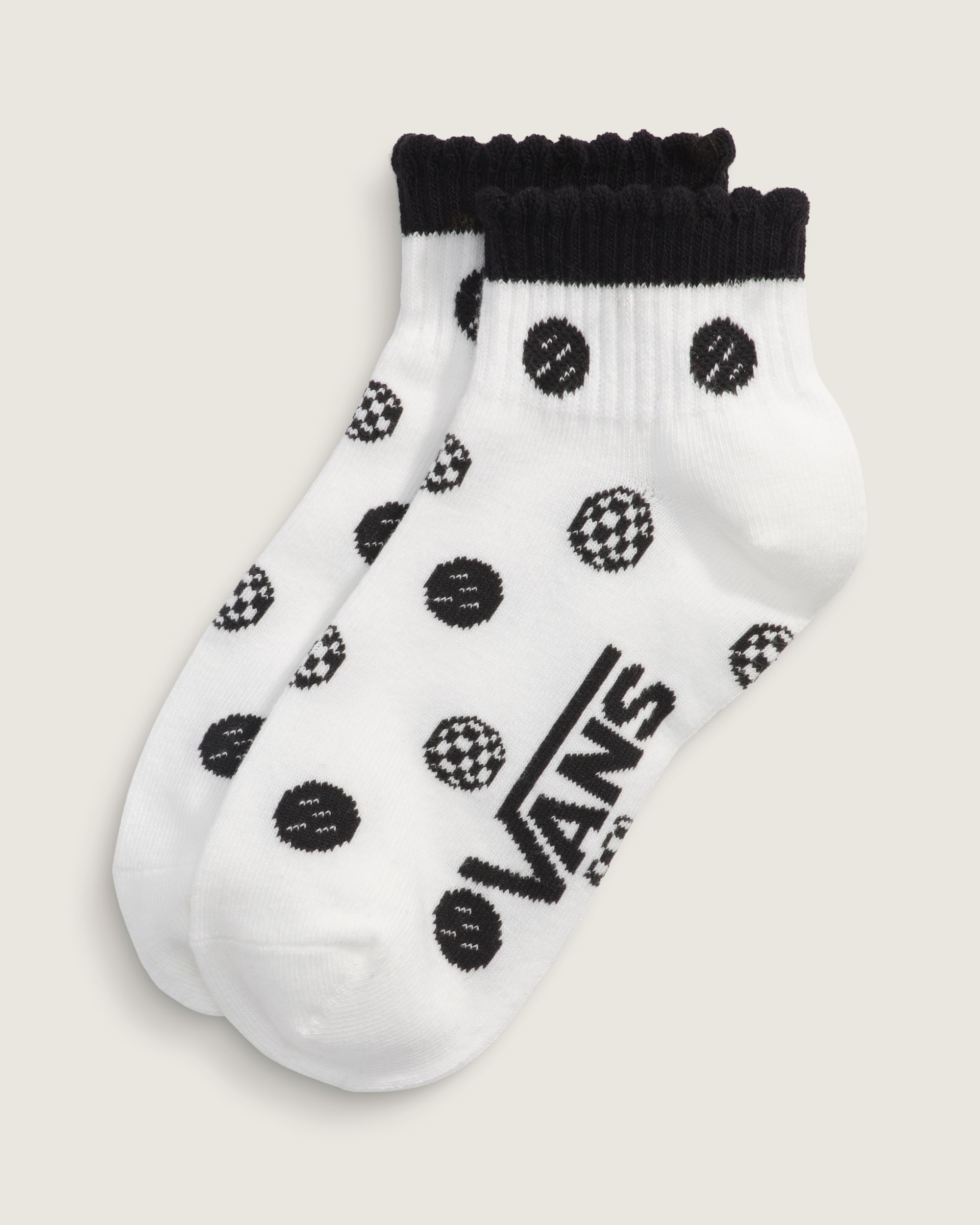 Scallop Quarter Crew Socks VANS White  Black HERO
