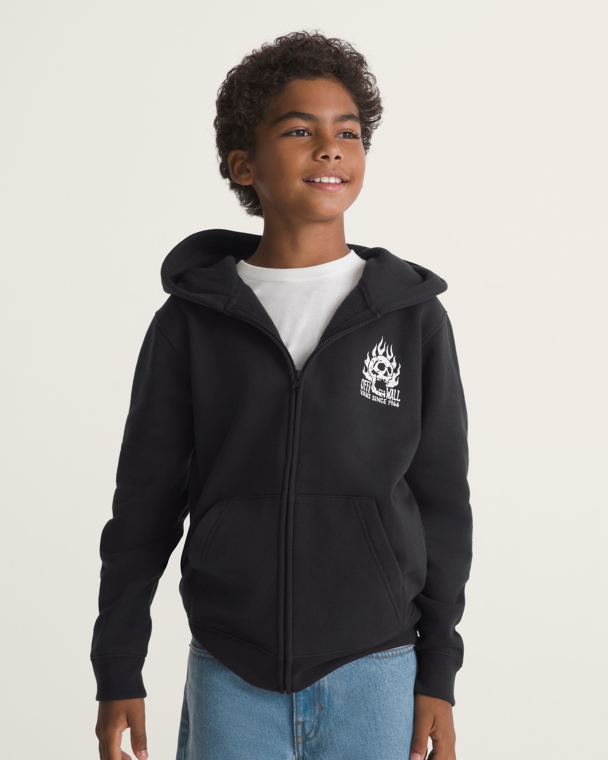 Kids Rebel Since 66 Full Zip Hoodie VANS Glowinthedark  Black ALT2