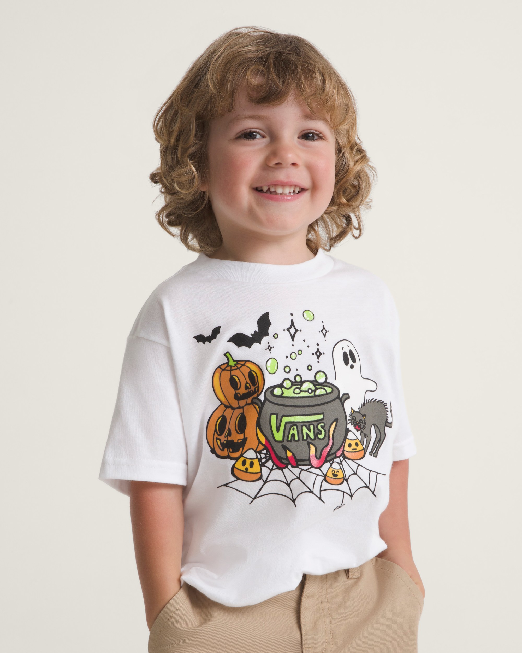 Little Kids Spooky Crew TShirt VANS GlowintheDark  White HERO
