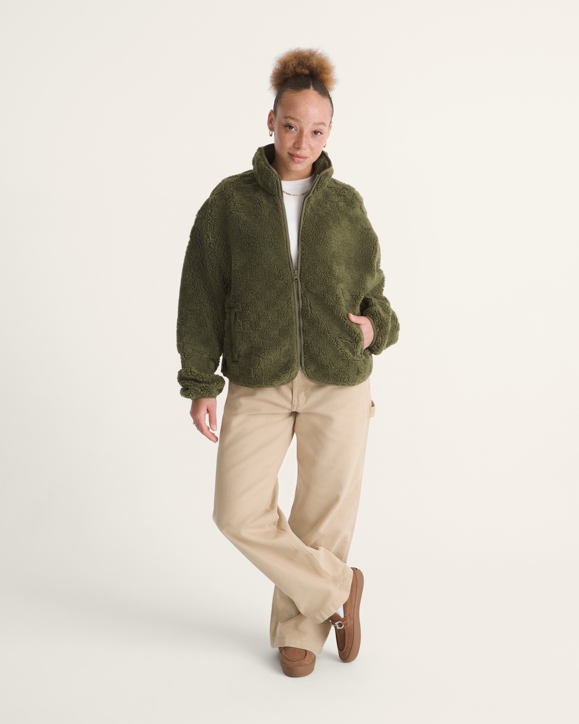 Queens High Pile Jacket VANS Mossy Olive Green ALT4