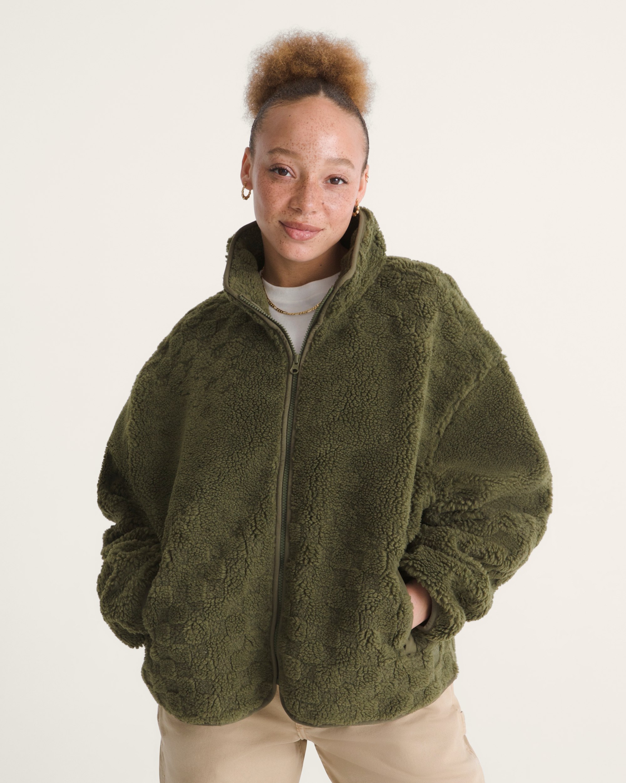 Queens High Pile Jacket VANS Mossy Olive Green ALT2