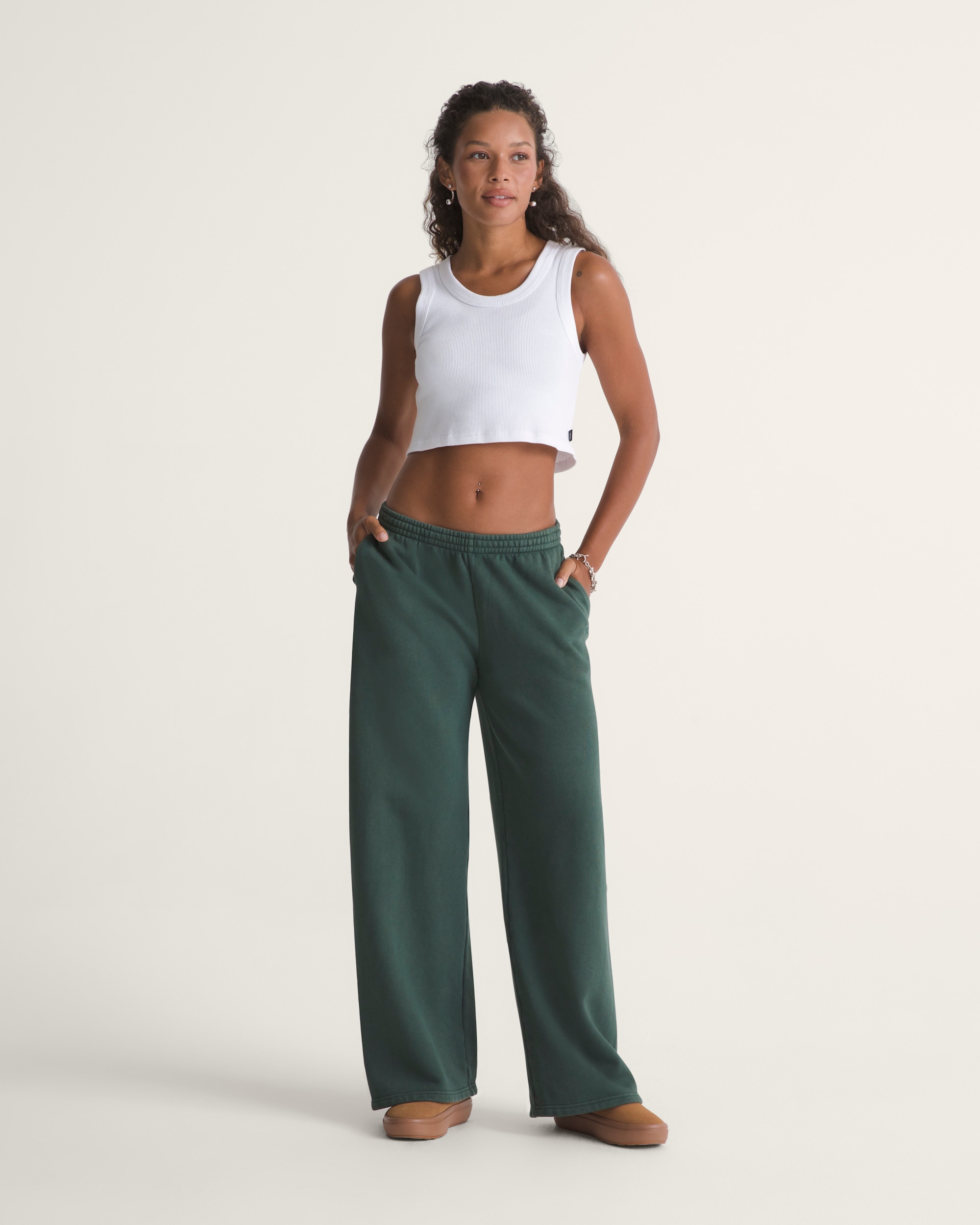 Salton Washed Straight Fleece Pants VANS Green ALT3