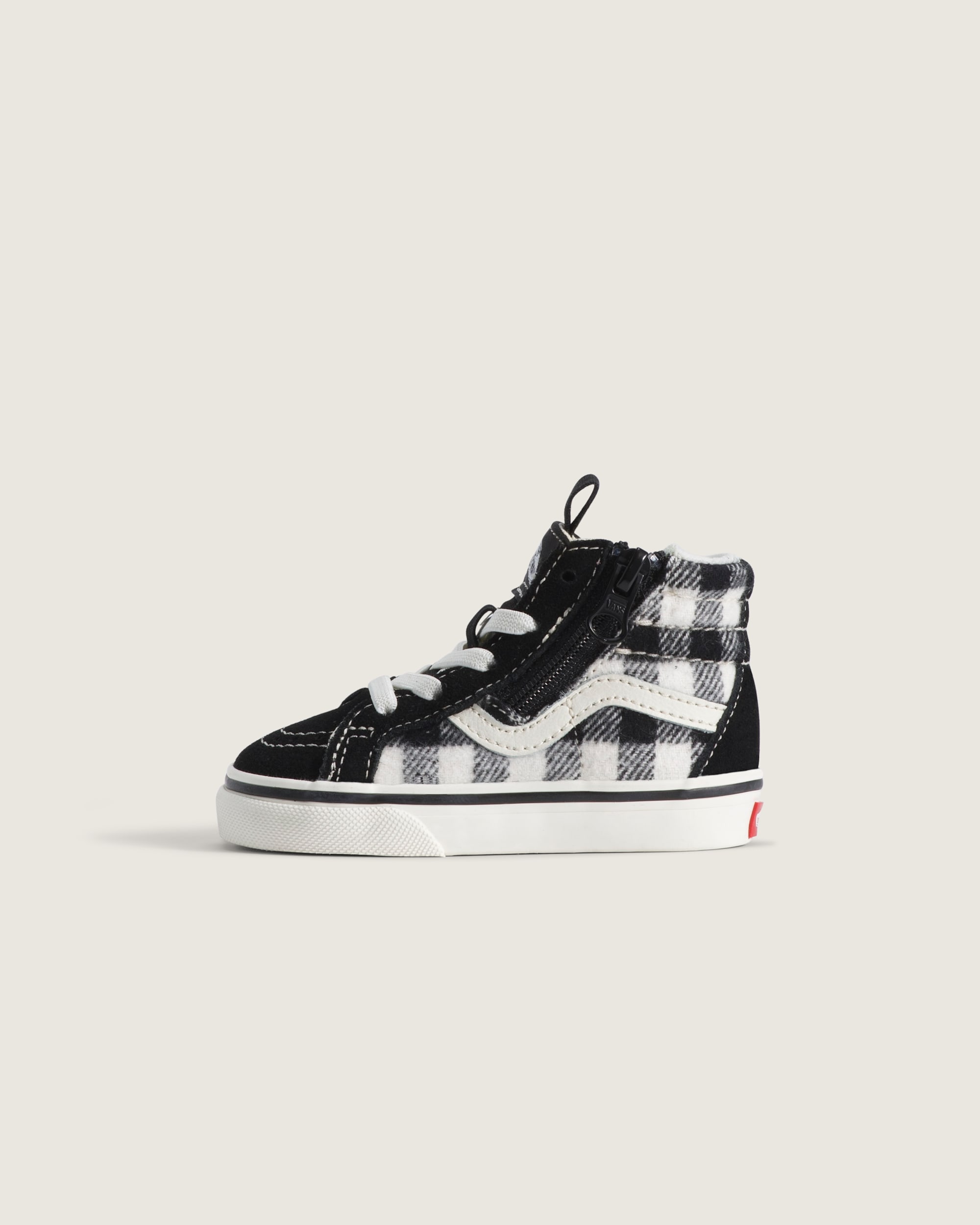 Toddler Sk8Hi Side Zip Shoe VANS Buffalo Plaid Marshmallow White  Black HERO