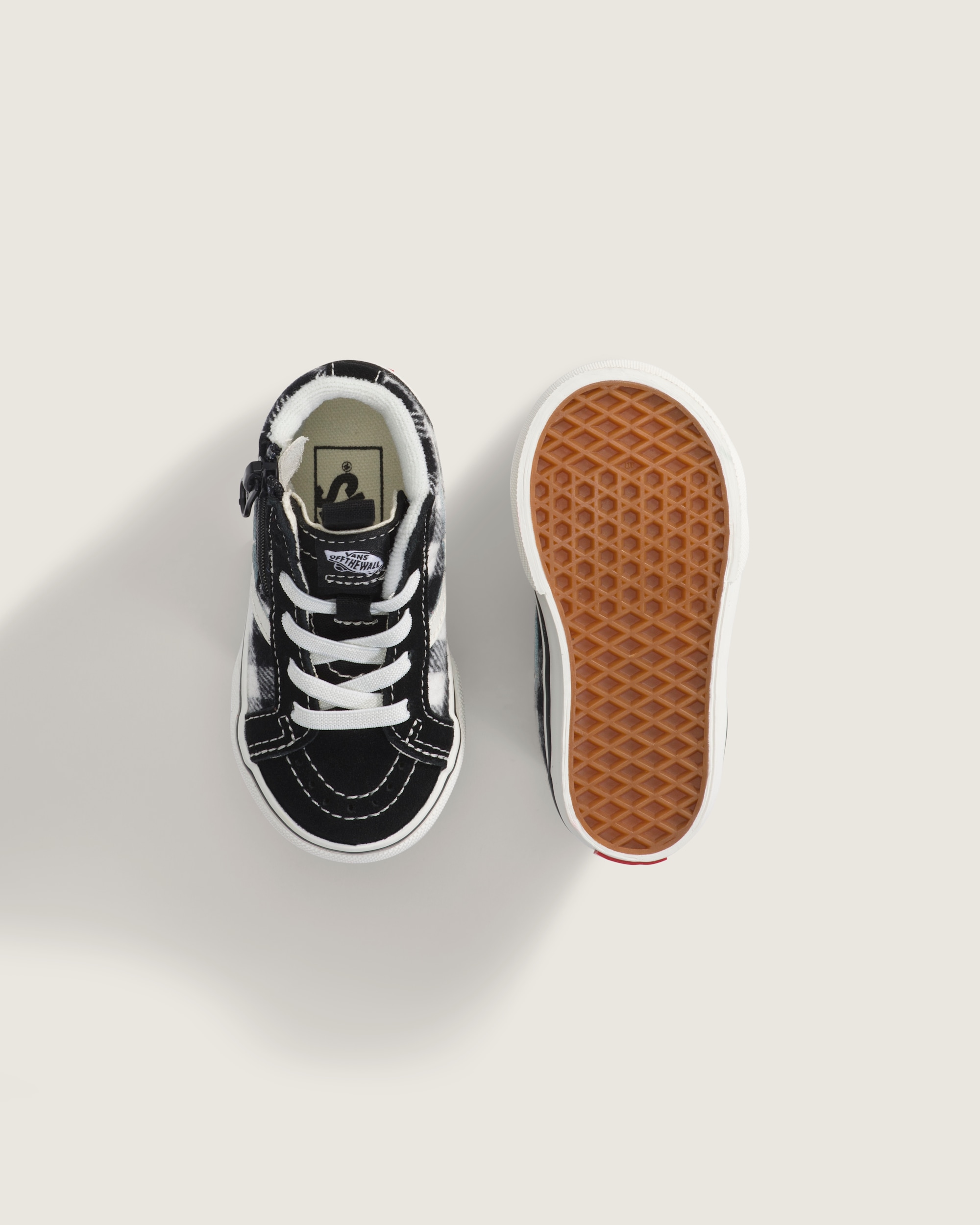 Toddler Sk8Hi Side Zip Shoe VANS Buffalo Plaid Marshmallow White  Black ALT2