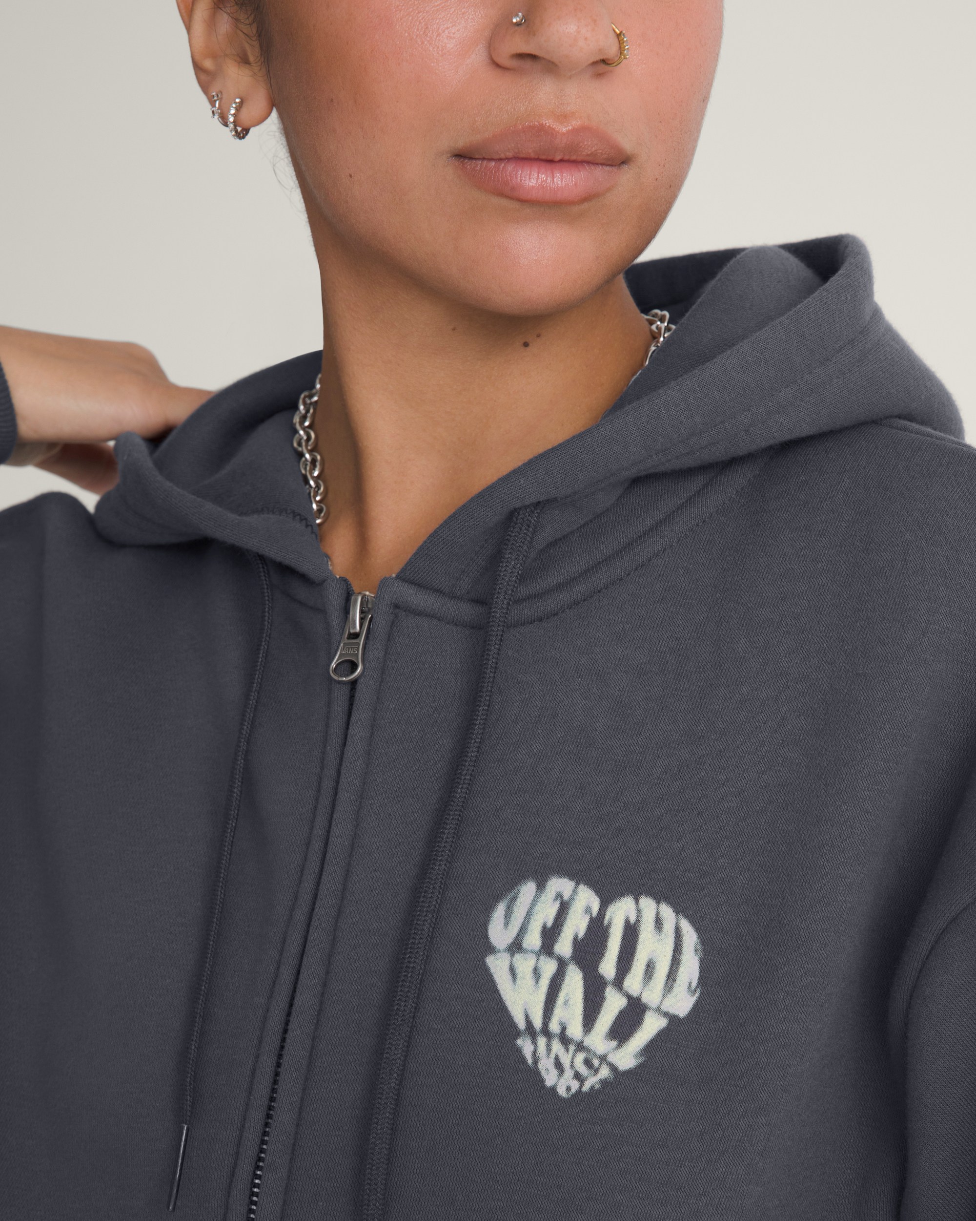 Heartbeats Zip Up VANS Charcoal Grey ALT4