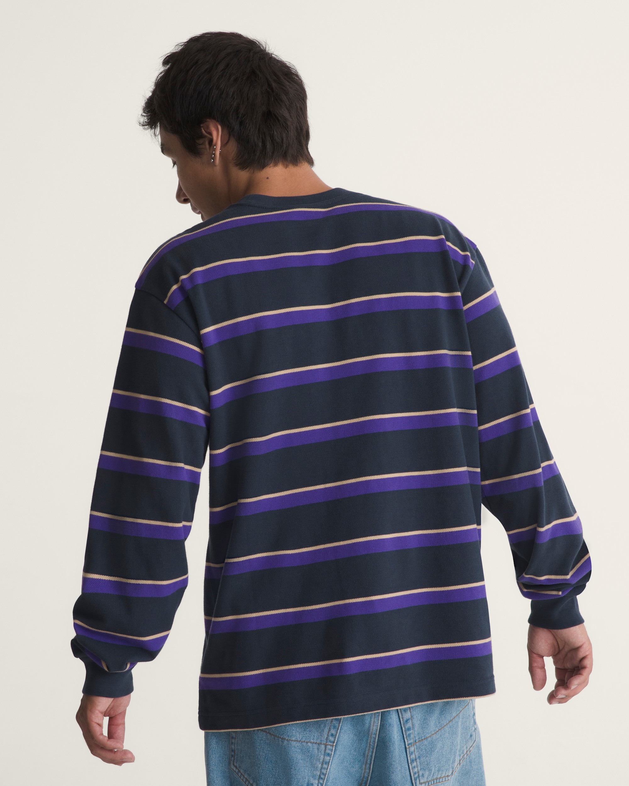 Vorlop Stripe Long Sleeve Knit VANS Parisian Night Blue ALT3
