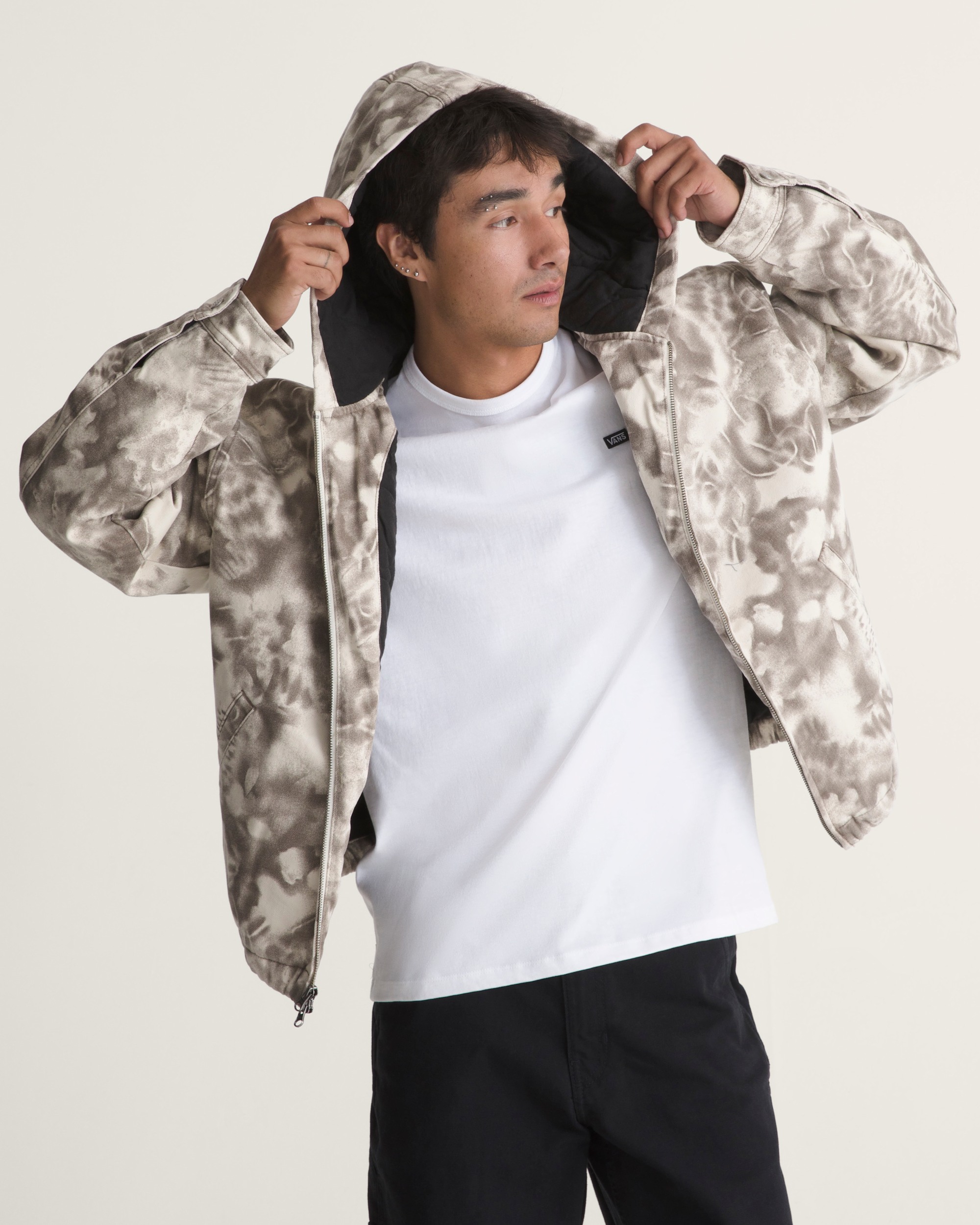 Rez Cropped Denim Jacket VANS Turtledove White  Walnut Brown ALT2