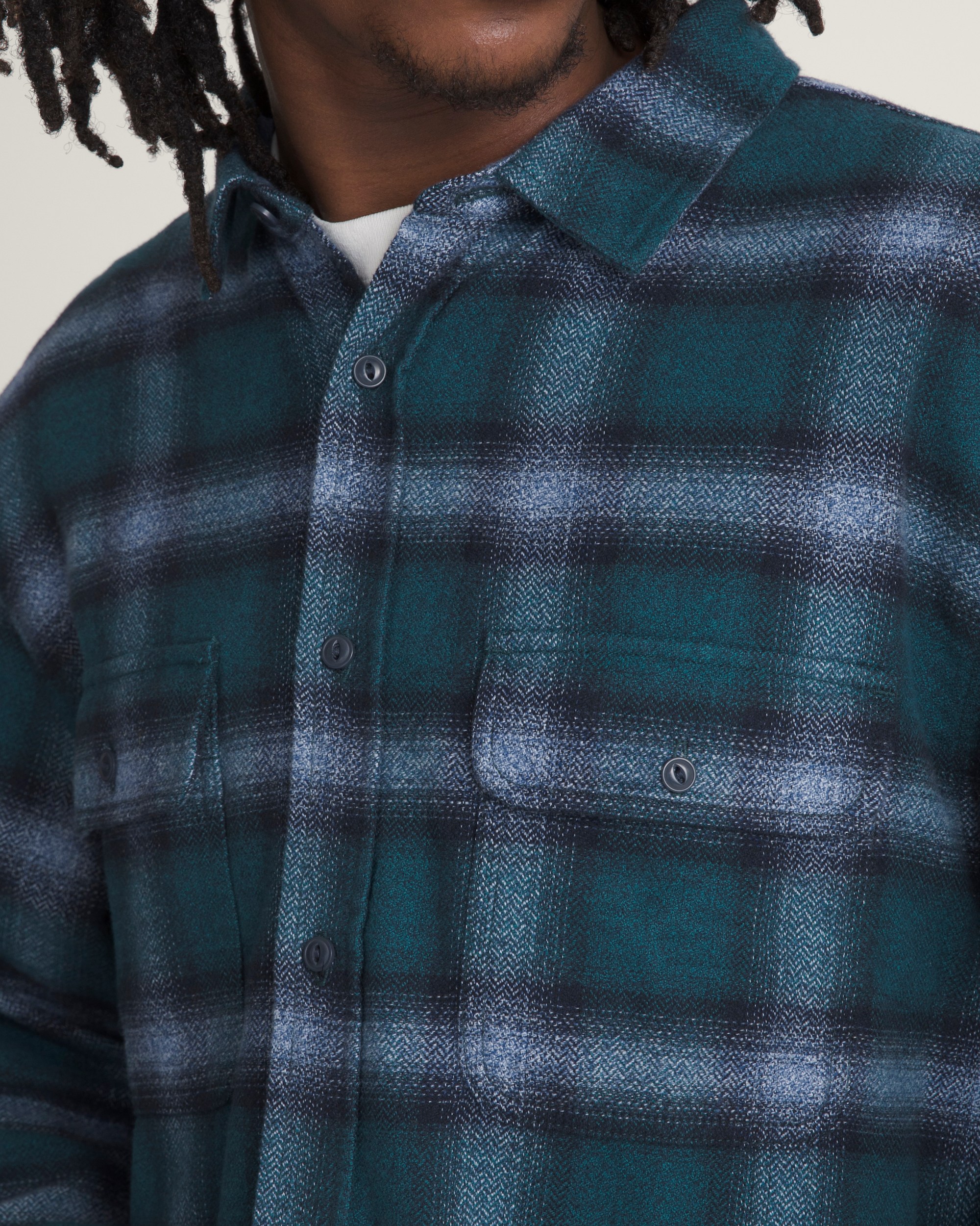 Lawson Plaid Flannel Shirt VANS Ocean Teal Blue ALT4