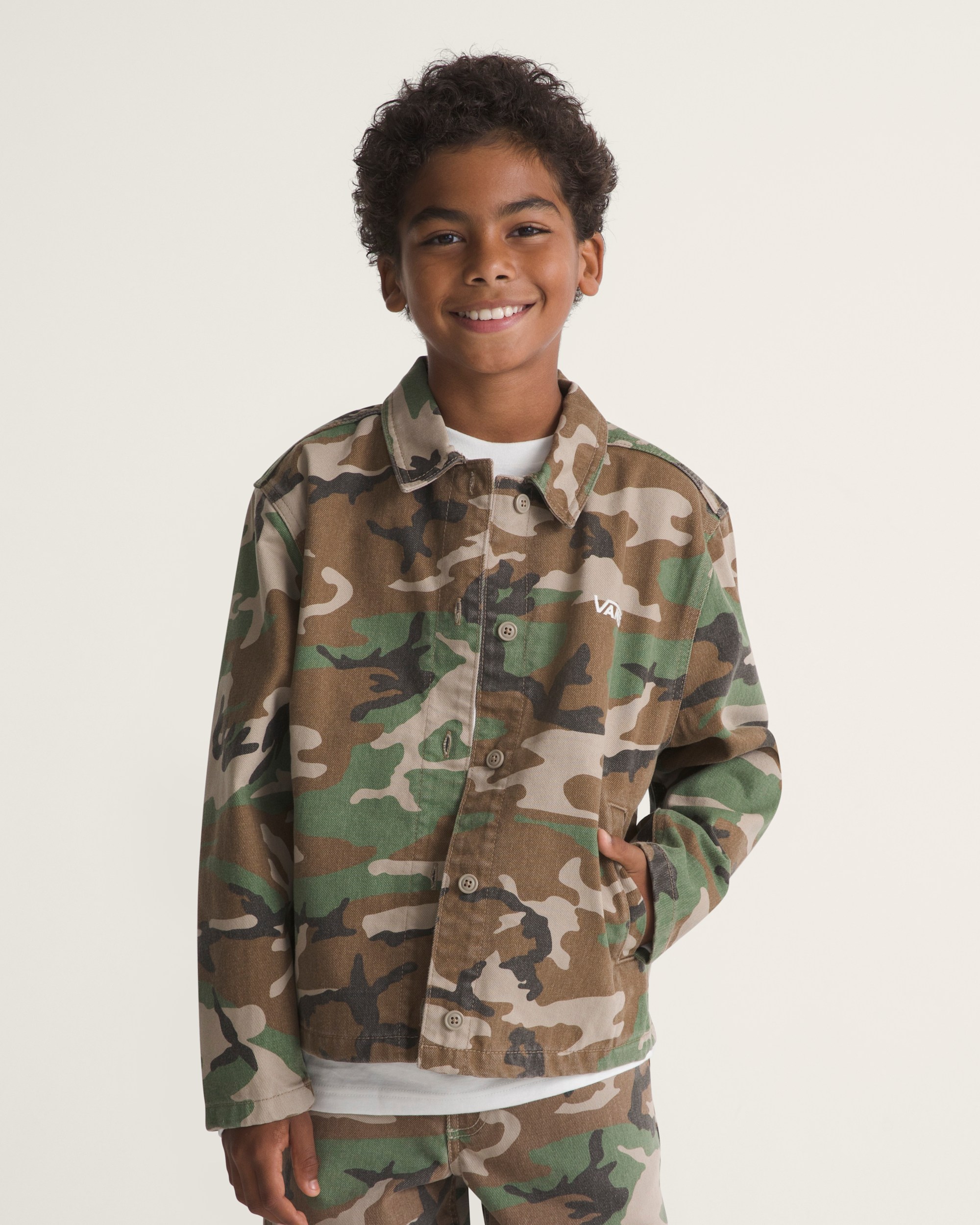 Kids Fullerton Denim Jacket VANS Camo Green  Aluminum Grey ALT2