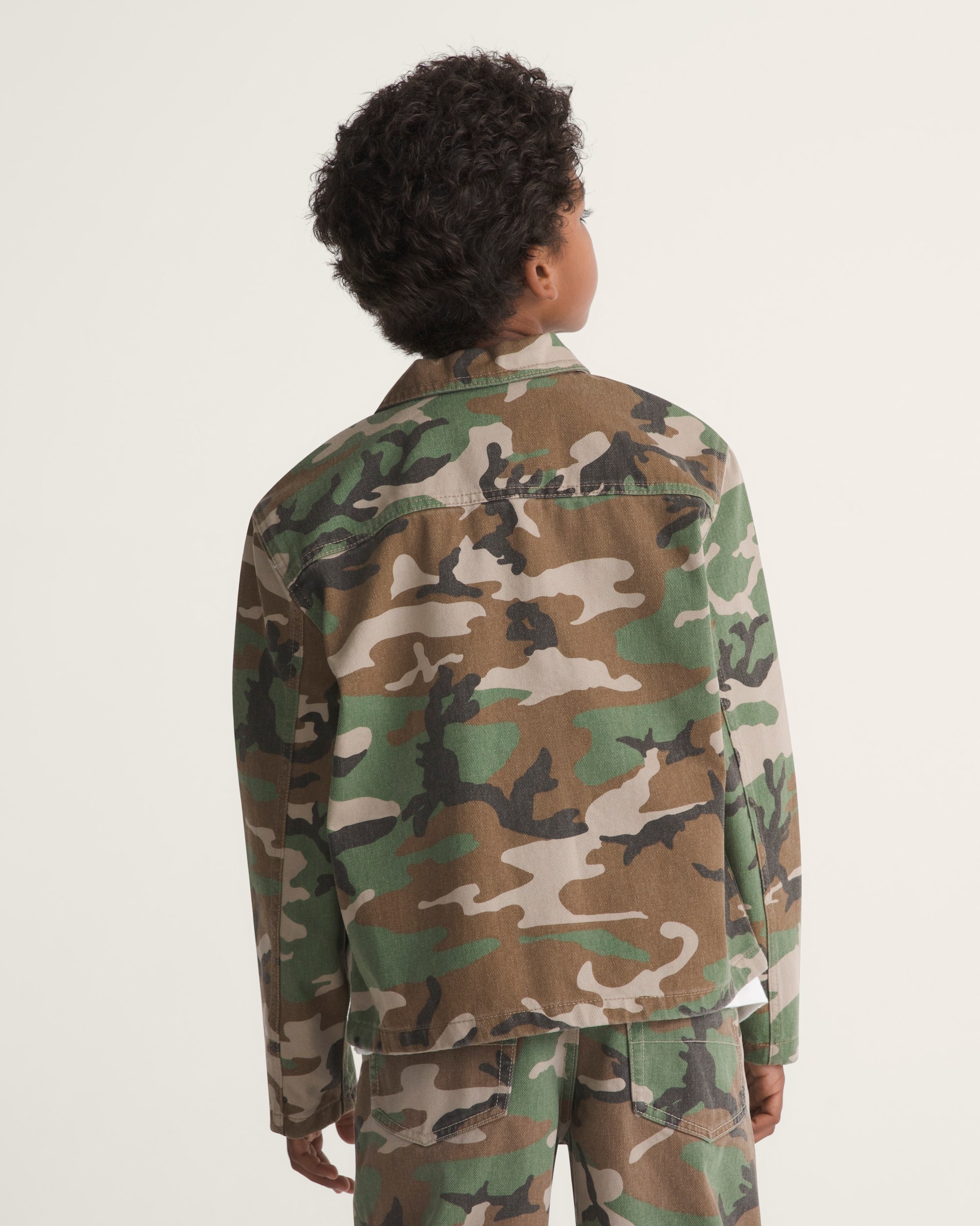 Kids Fullerton Denim Jacket VANS Camo Green  Aluminum Grey ALT3