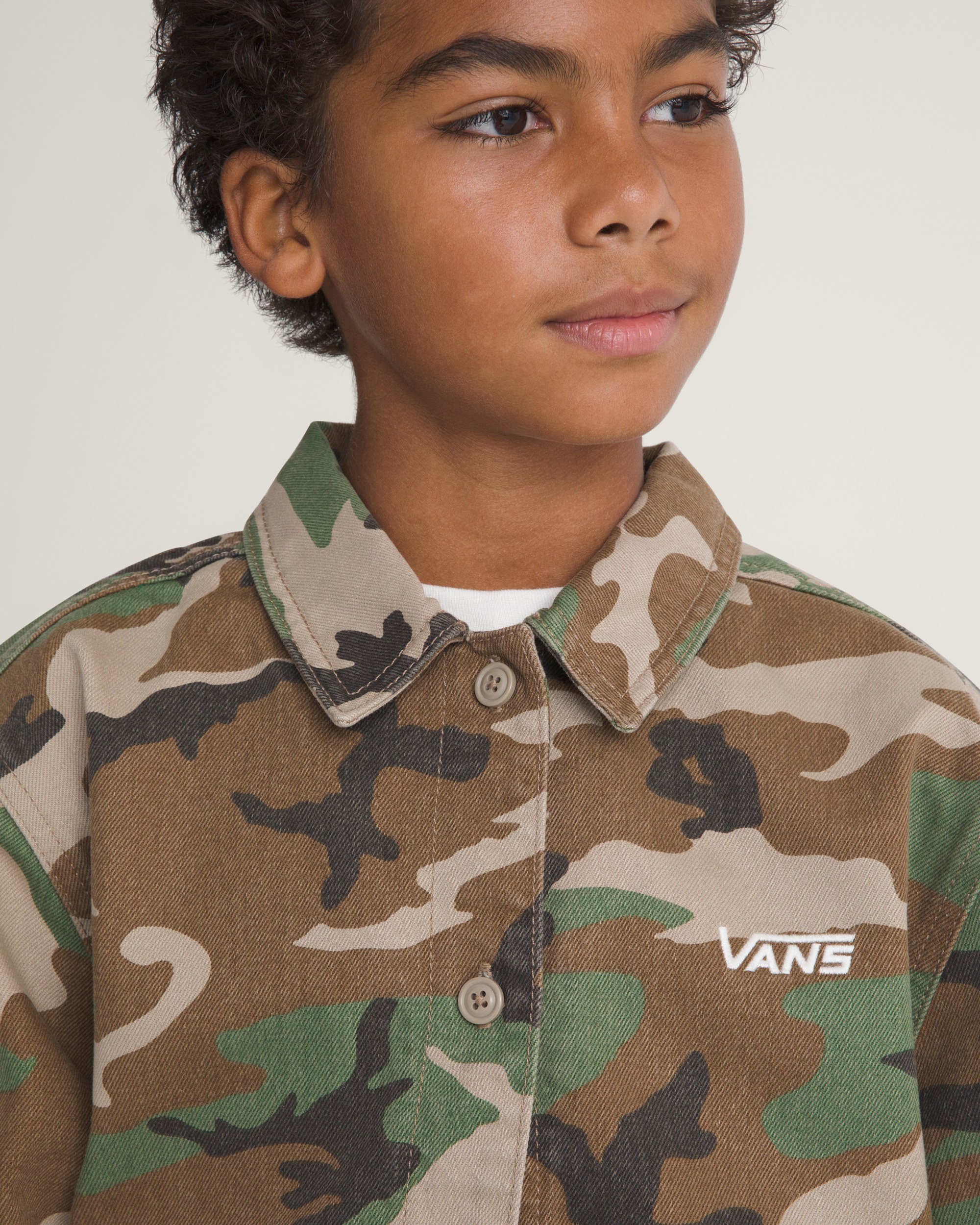 Kids Fullerton Denim Jacket VANS Camo Green  Aluminum Grey ALT5