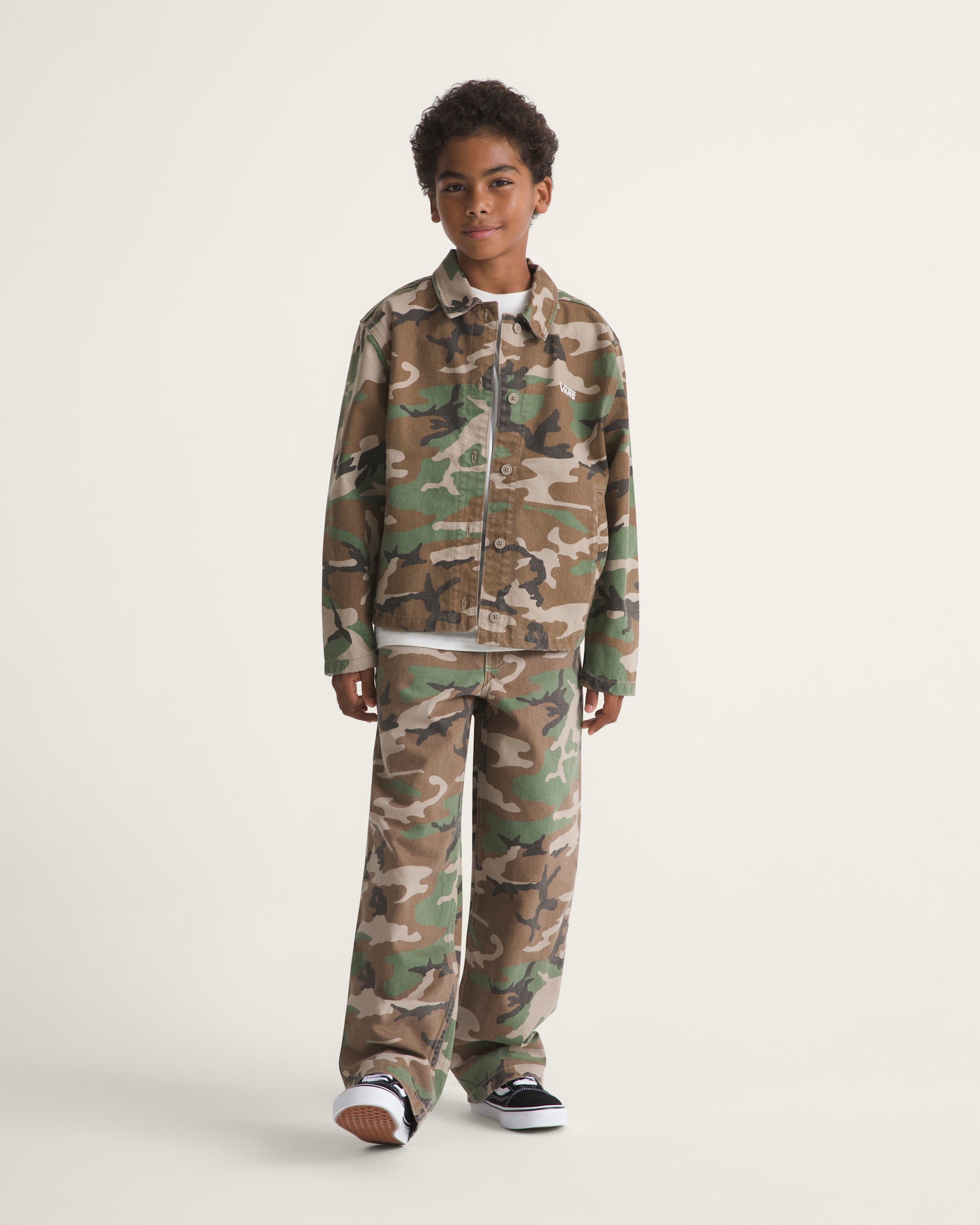 Kids Fullerton Denim Jacket VANS Camo Green  Aluminum Grey ALT4