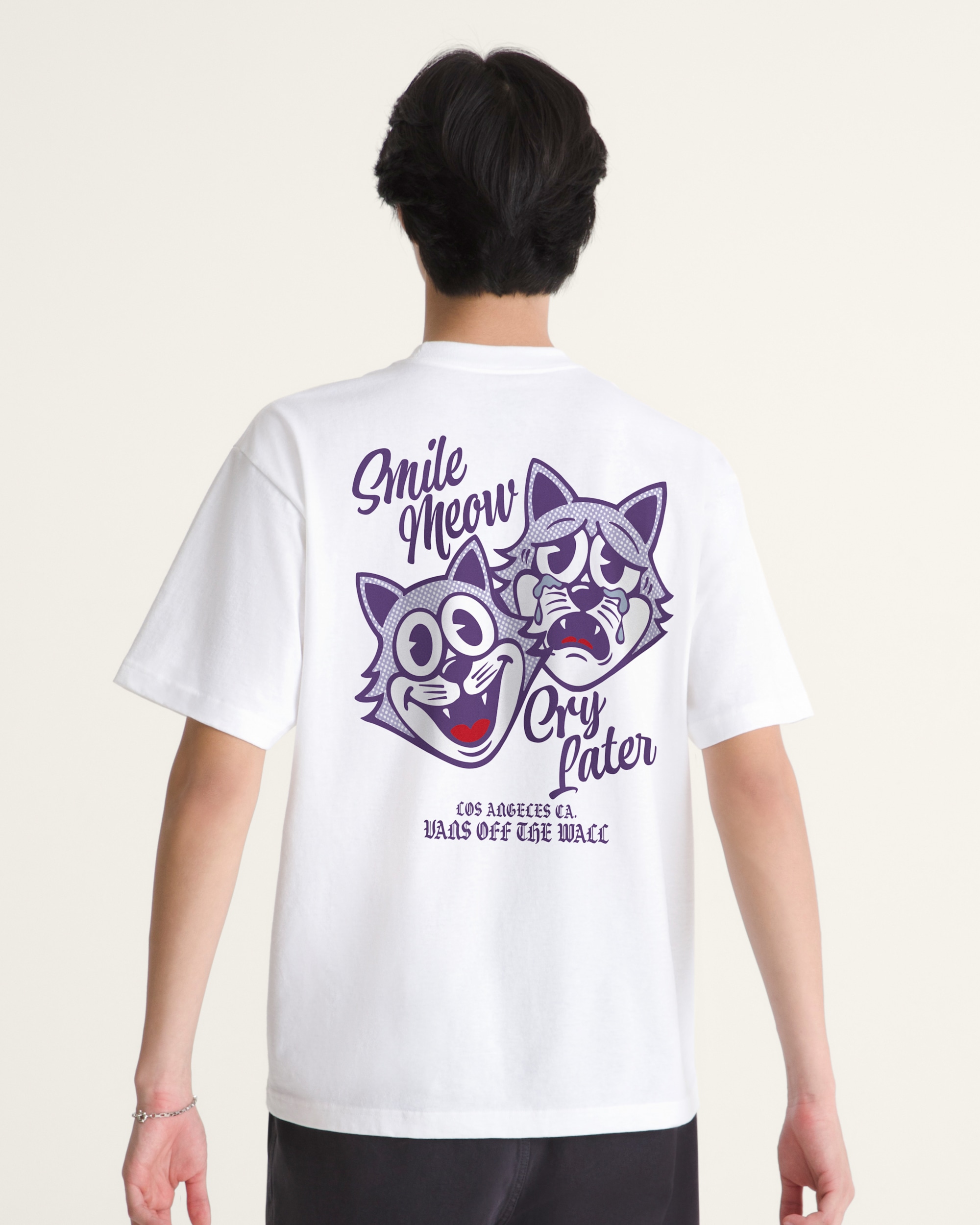 Smile Meow Cry Later Short Sleeve Tee VANS White ALT3