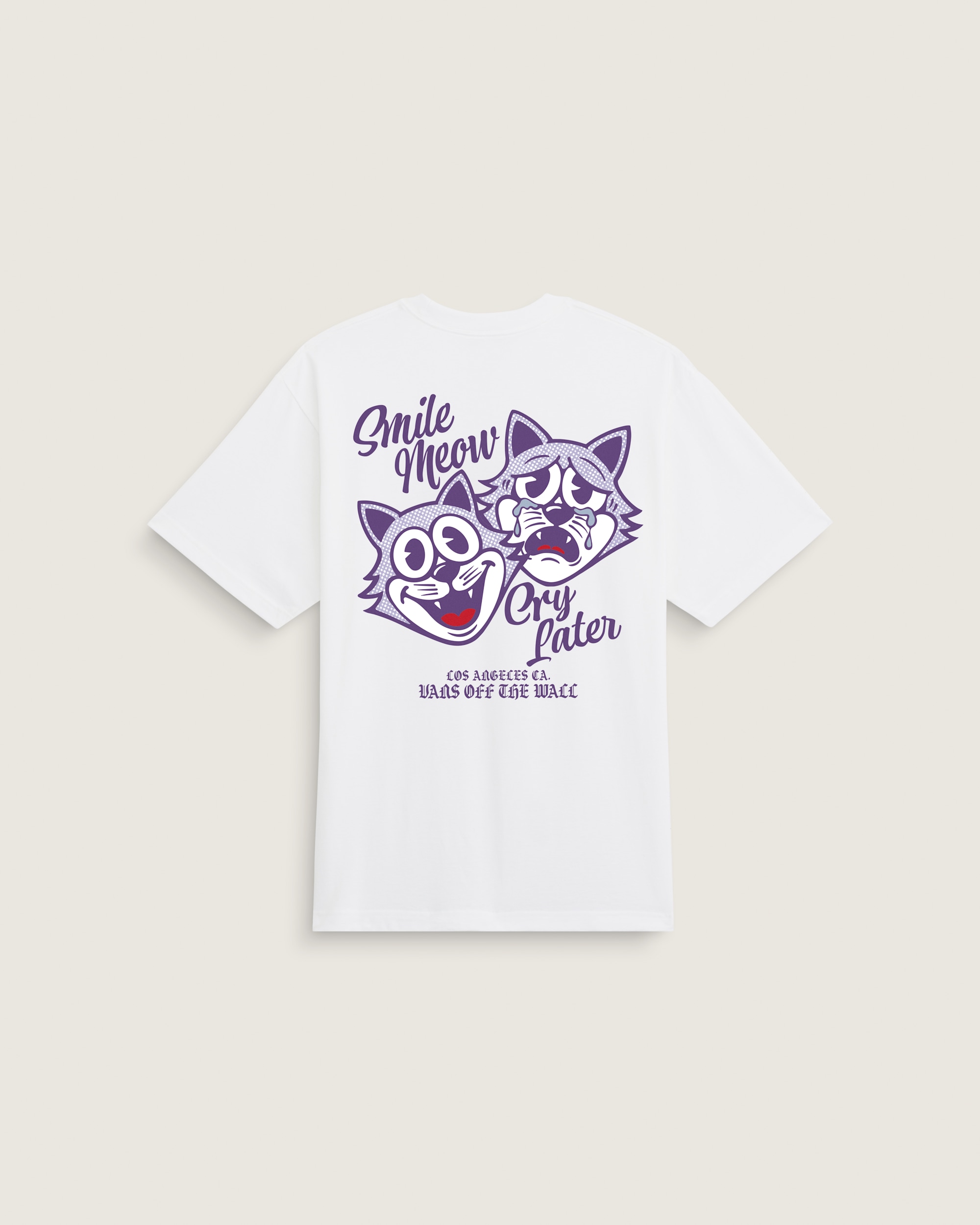Smile Meow Cry Later Short Sleeve Tee VANS White HERO