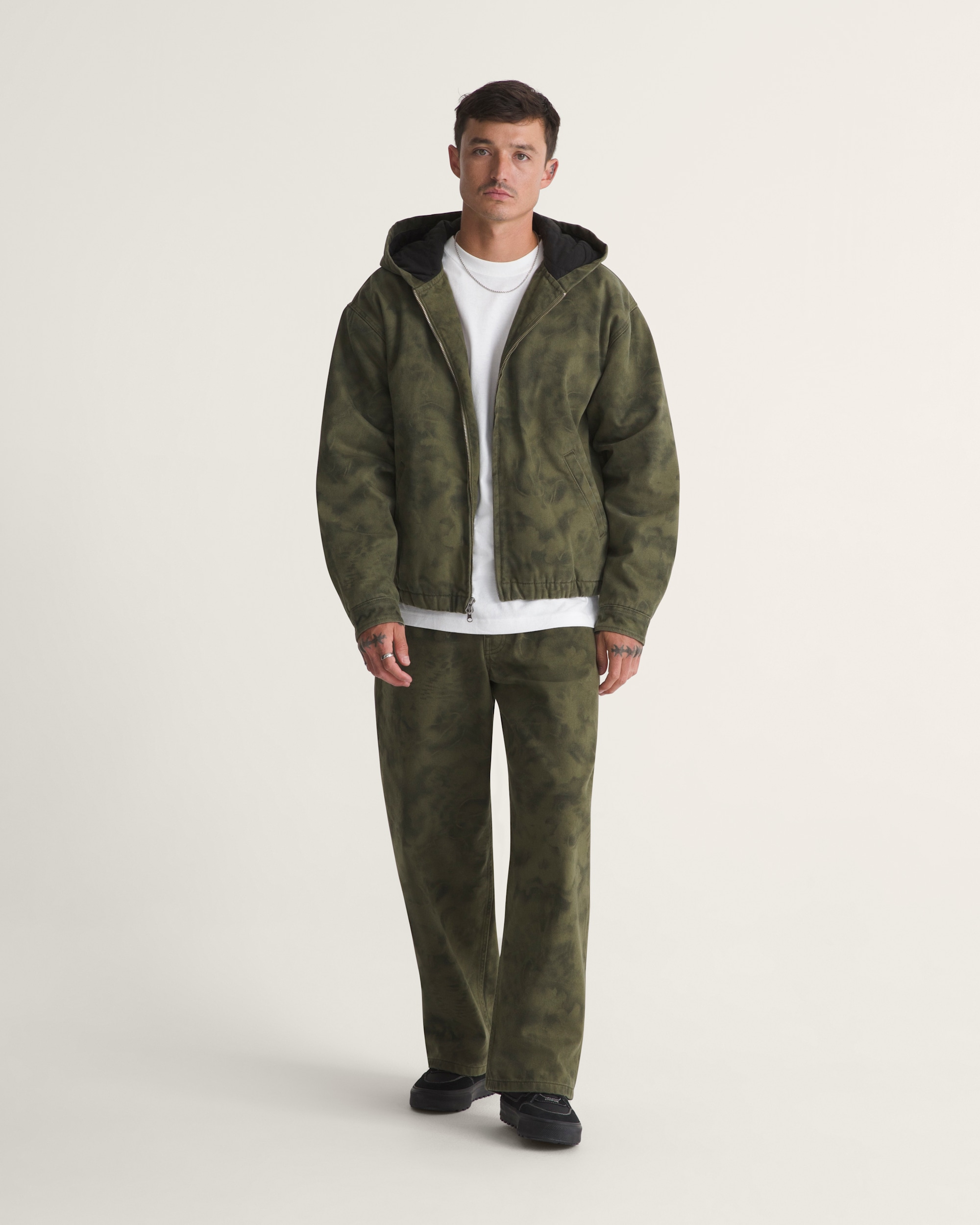 Rez Cropped Denim Jacket VANS Mossy Olive Green  Obsidian Fern Green ALT4