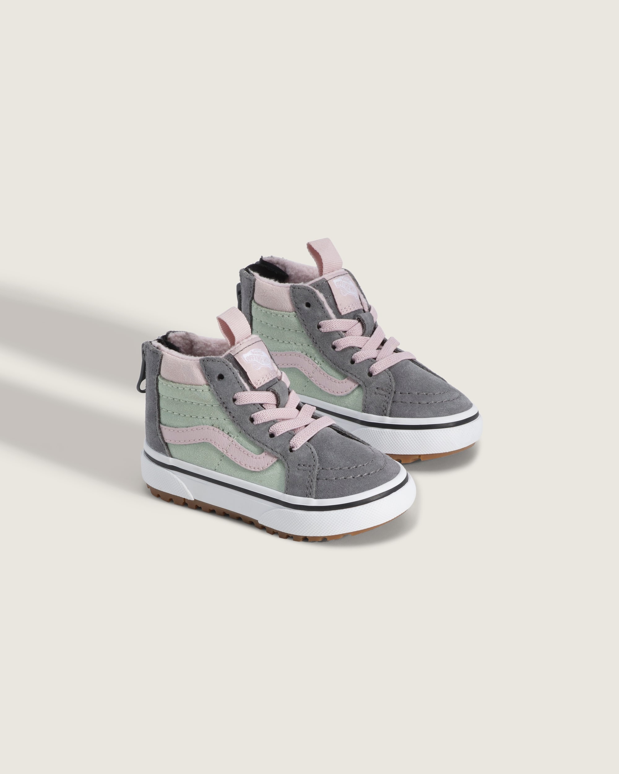 Toddler Sk8Hi Zip Insulated Shoe VANS Pewter Beige  Dusty Mint Green ALT1