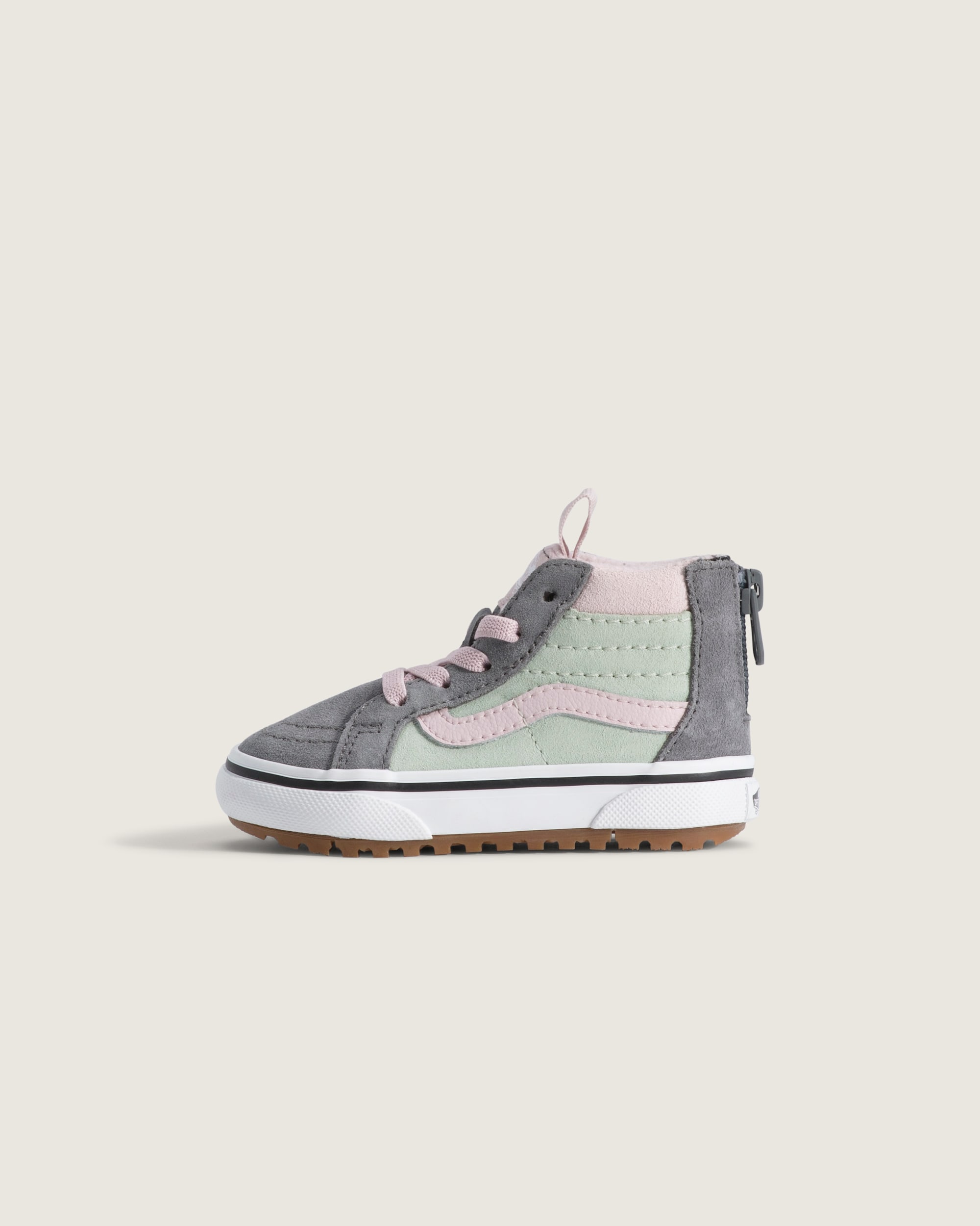 Toddler Sk8Hi Zip Insulated Shoe VANS Pewter Beige  Dusty Mint Green HERO