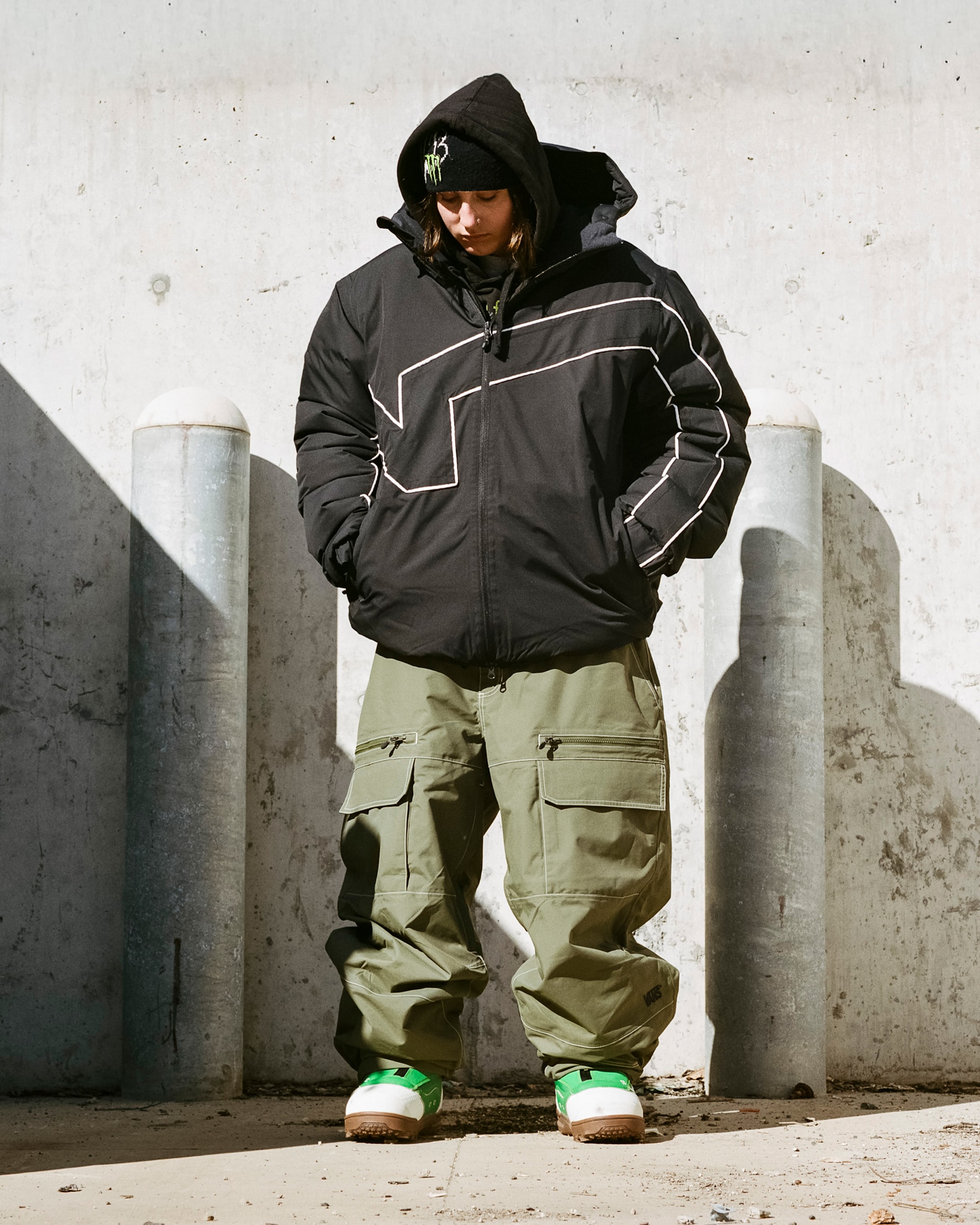 90s Big Block Hooded 2L Snowboarding Jacket VANS Black ALT8
