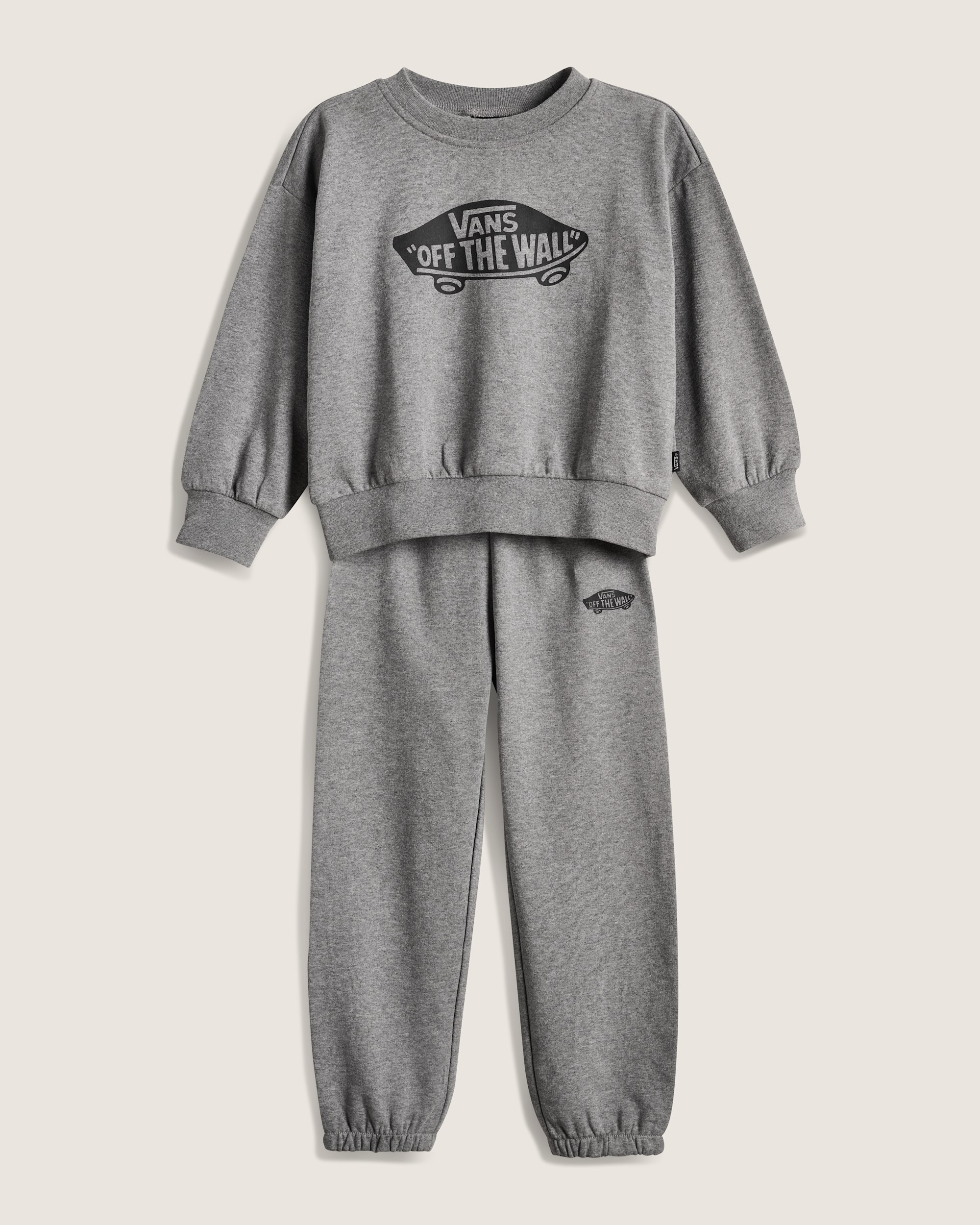 Little Kids Double Standard Crew Sweatshirt VANS Cement Heather Grey HERO