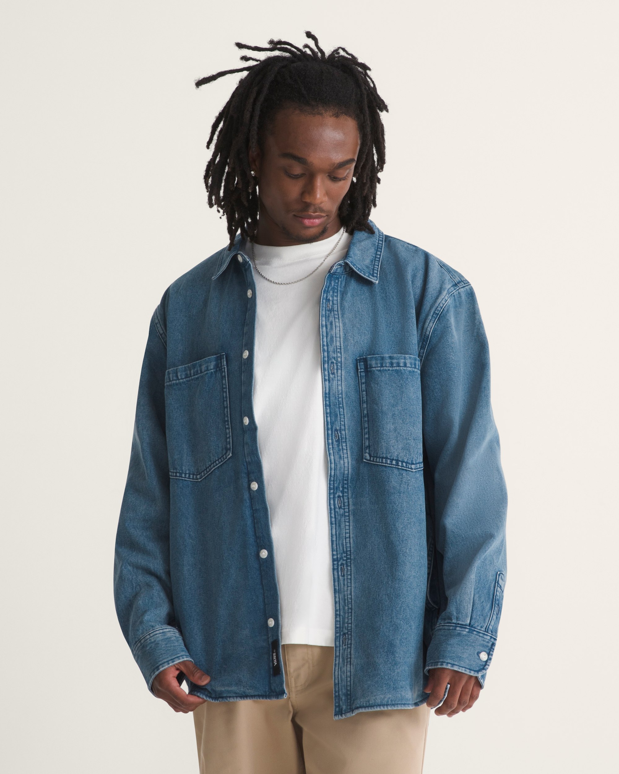 McGill Flannel Lined Long Sleeve Shacket VANS Light Vintage Wash Blue ALT2