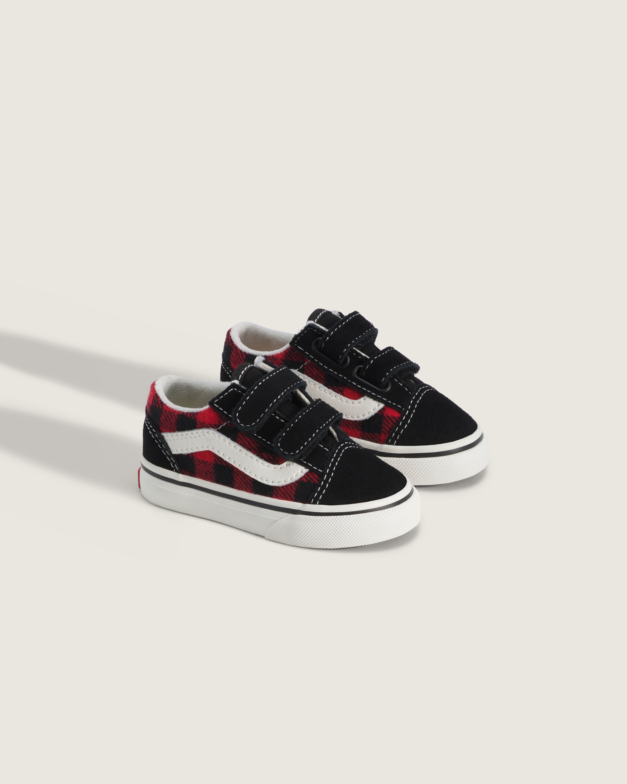 Toddler Old Skool V Shoe VANS Buffalo Plaid Racing Red  Black ALT1