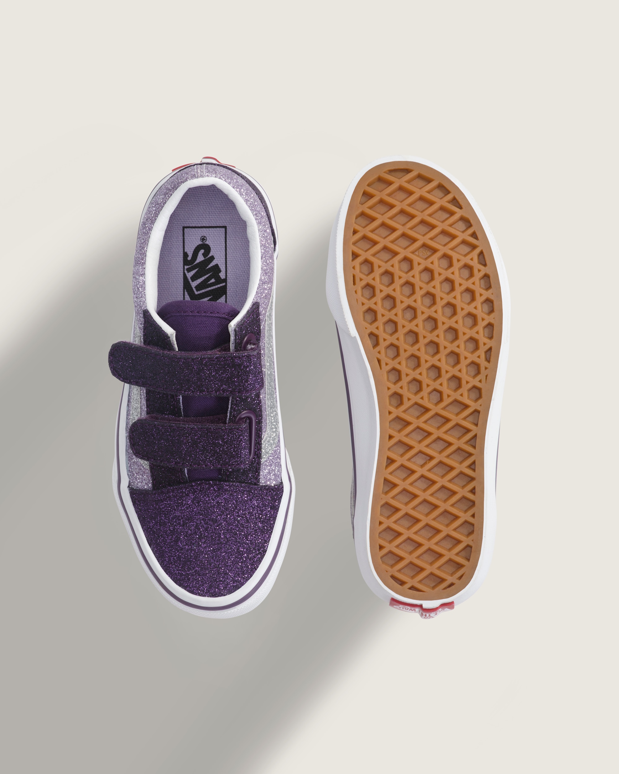 Little Kids Old Skool V Shoe VANS Glitter Purple ALT2