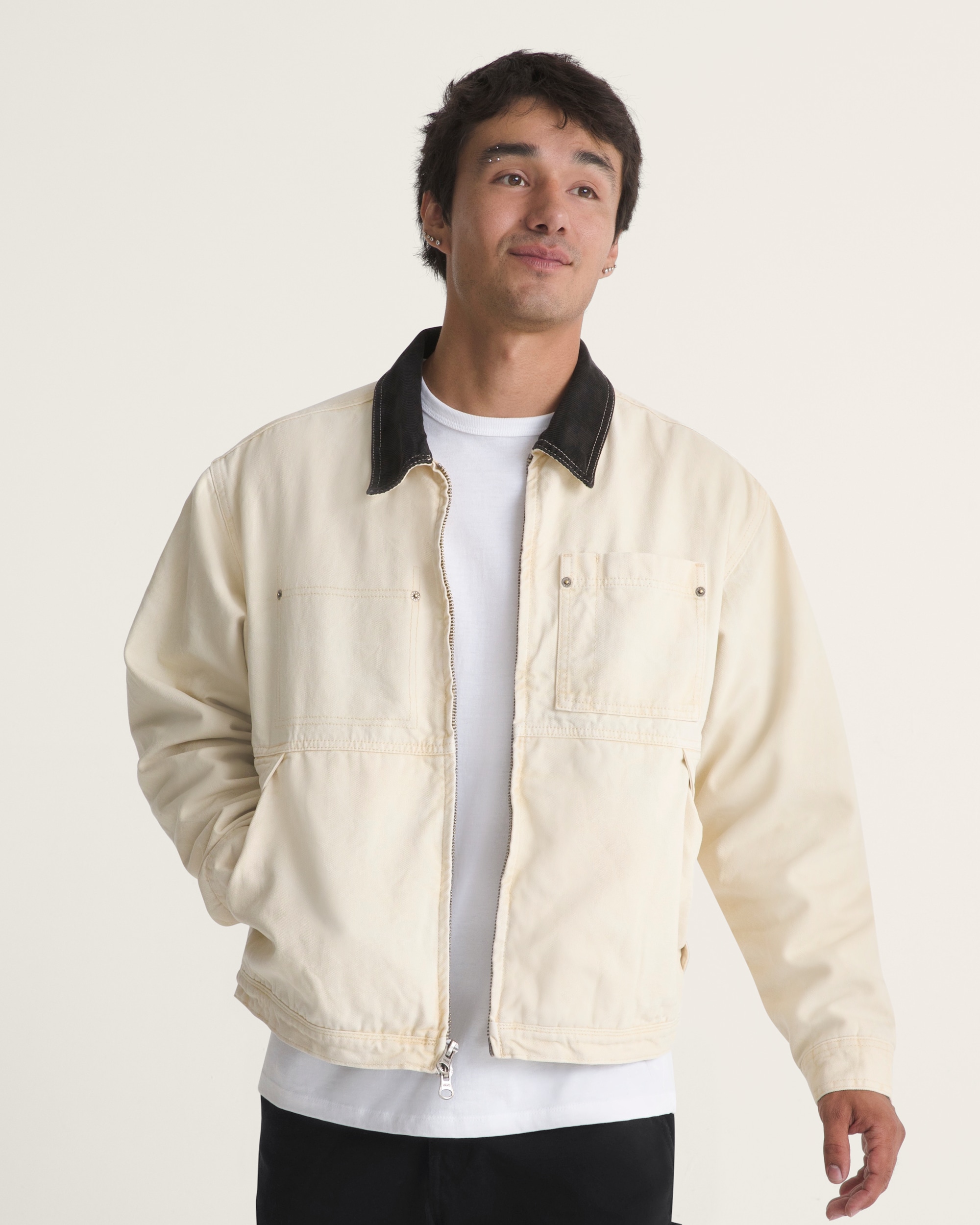 Nico Cropped Chore Canvas Jacket VANS Turtledove White ALT2