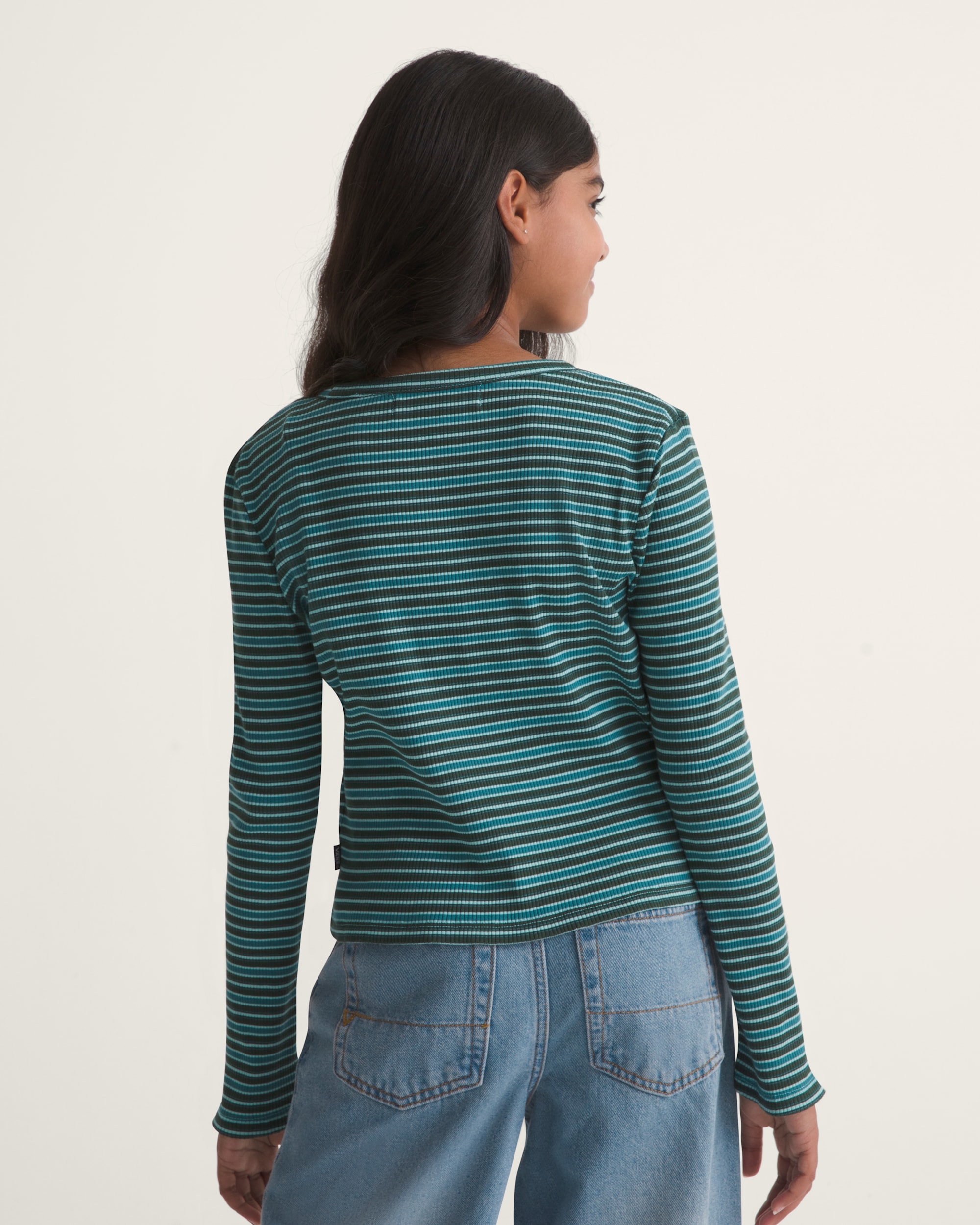 Kids Lilly Knit Long Sleeve Tee VANS Teal Melody Blue ALT3