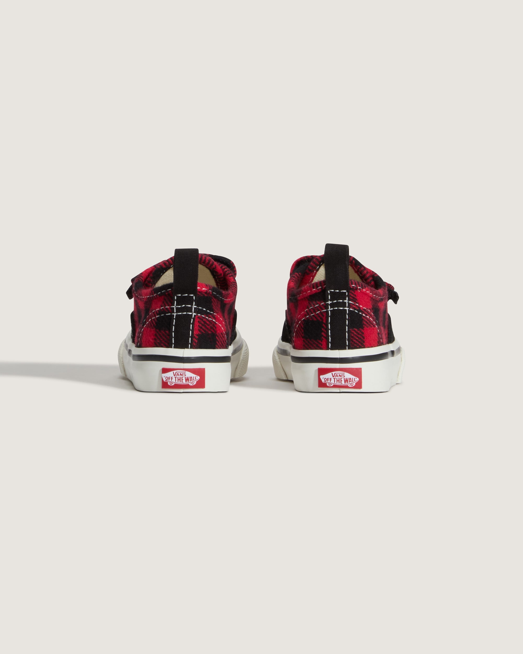 Toddler Authentic Elastic V Shoe VANS Buffalo Plaid Racing Red  Black ALT4