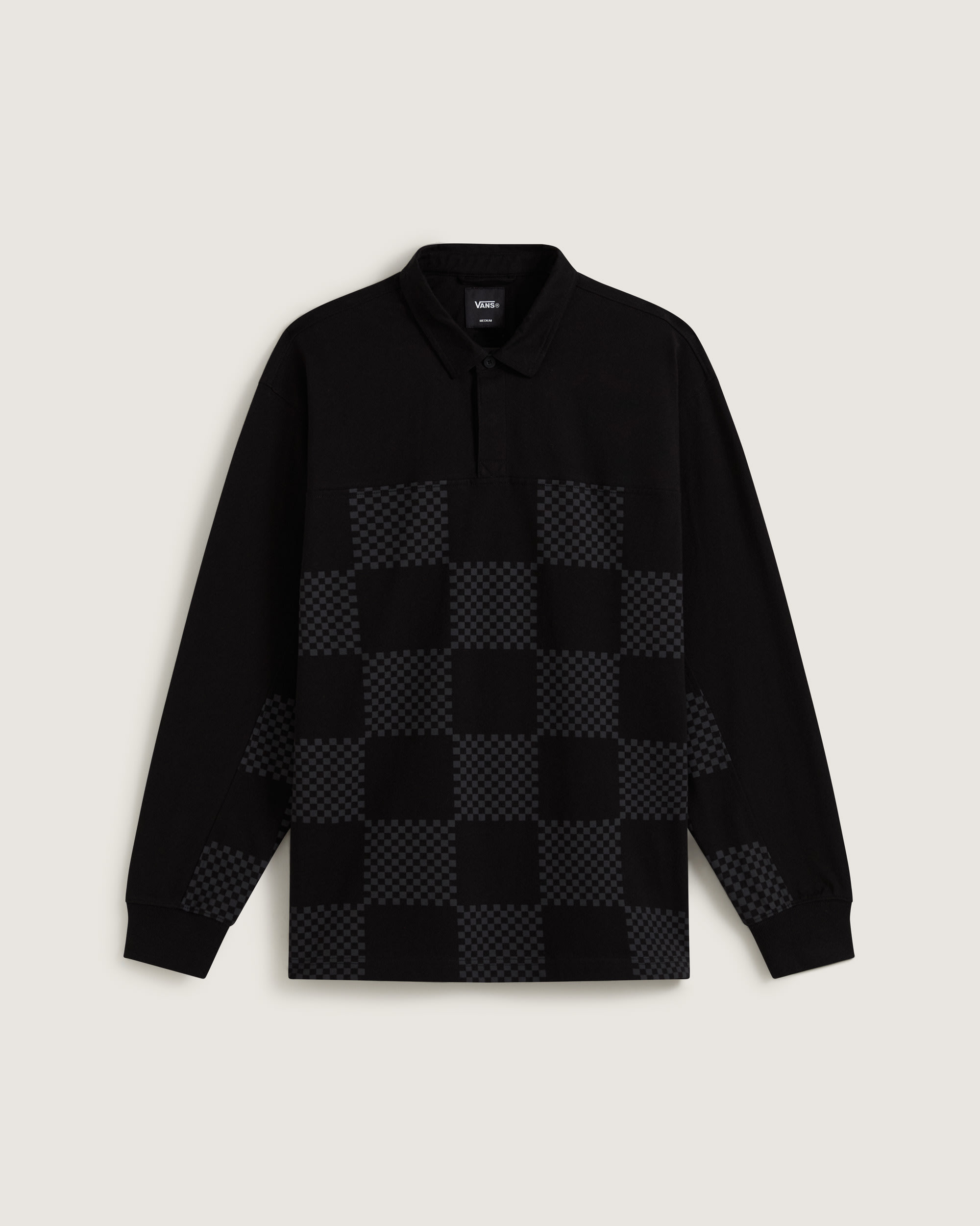 Phil Check Rugby Long Sleeve VANS Black Charcoal HERO
