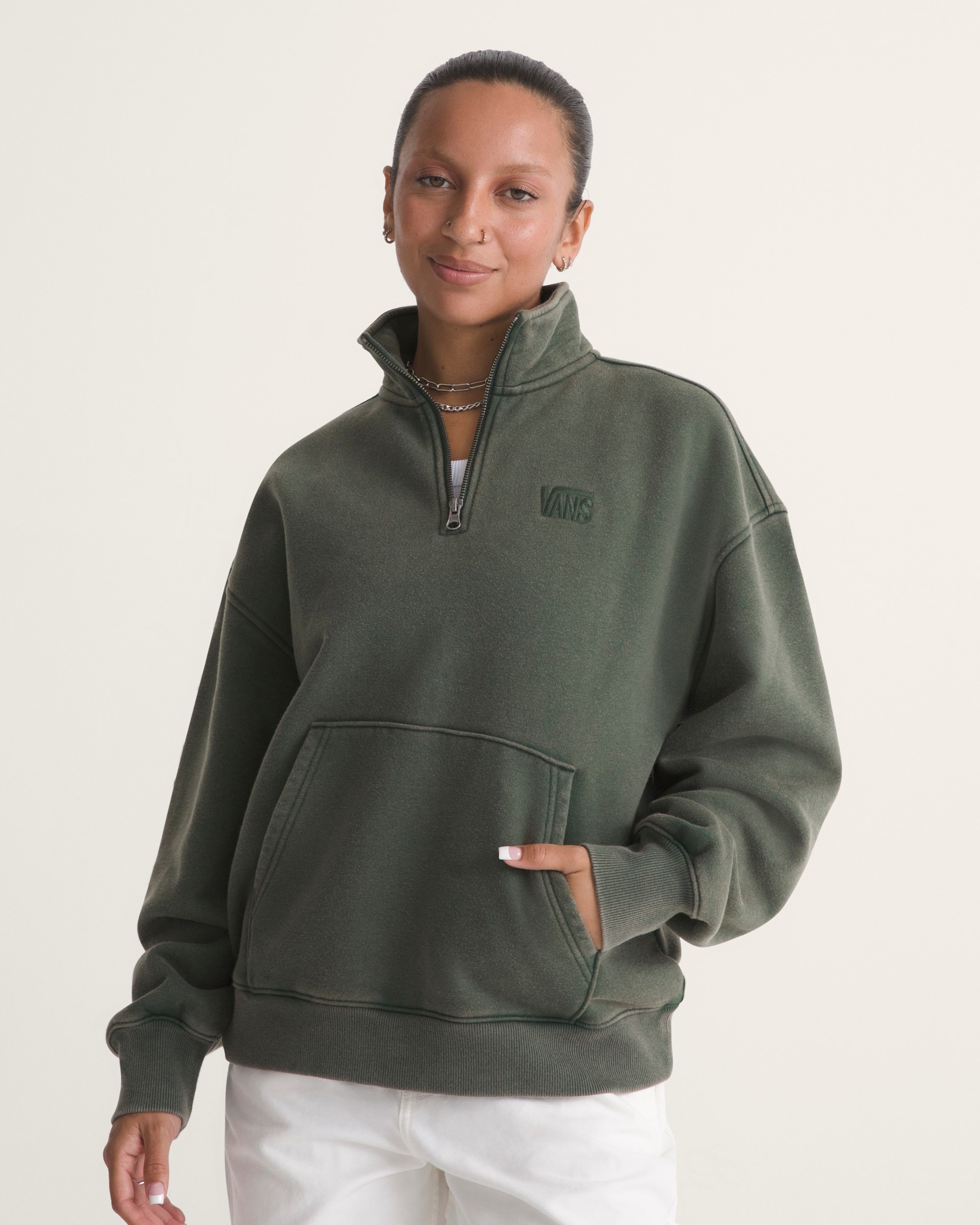 Funnel Neck Sweatshirt VANS Oil Green ALT4