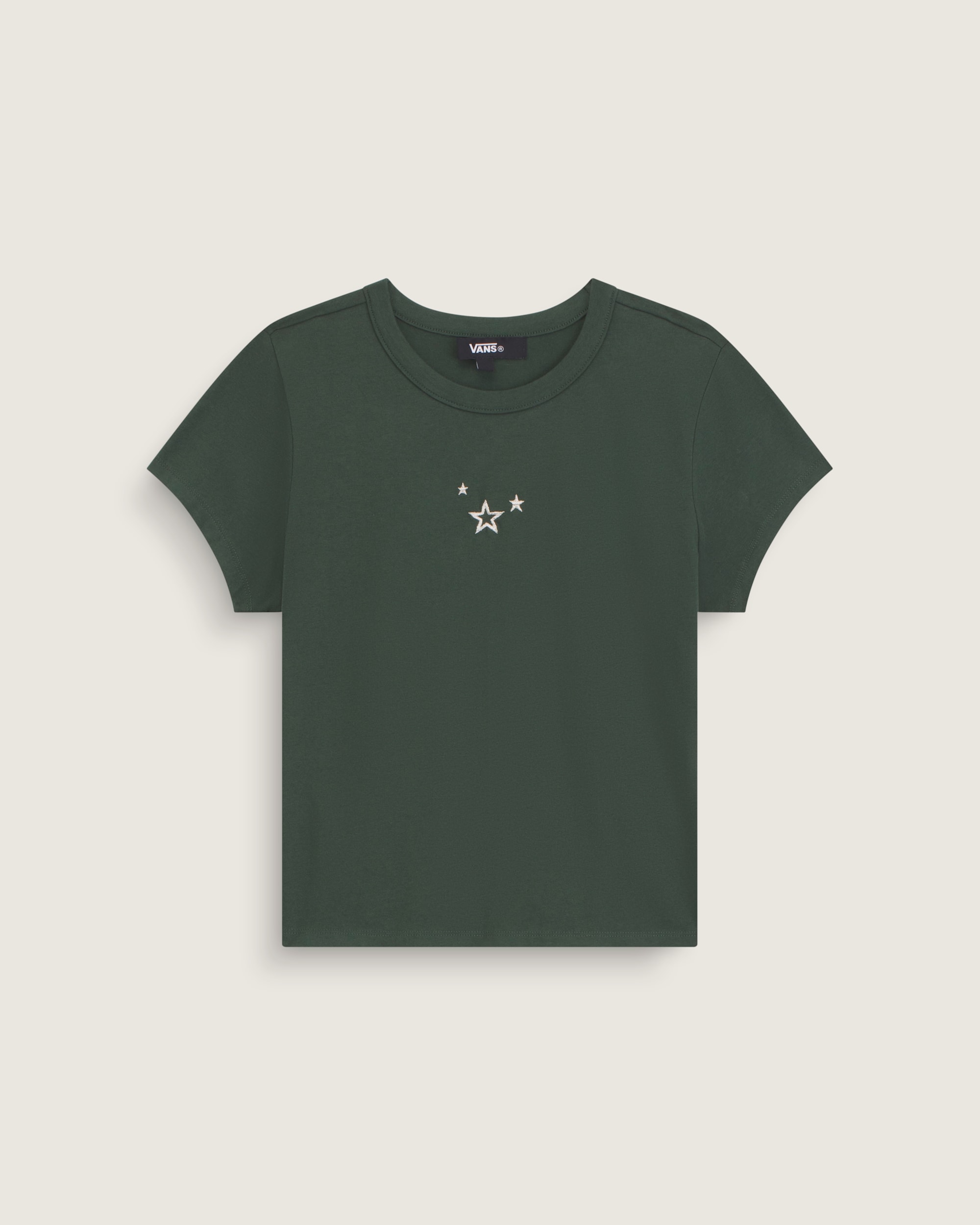Embroidered Short Sleeve Jersey Knit Top VANS Oil Green HERO