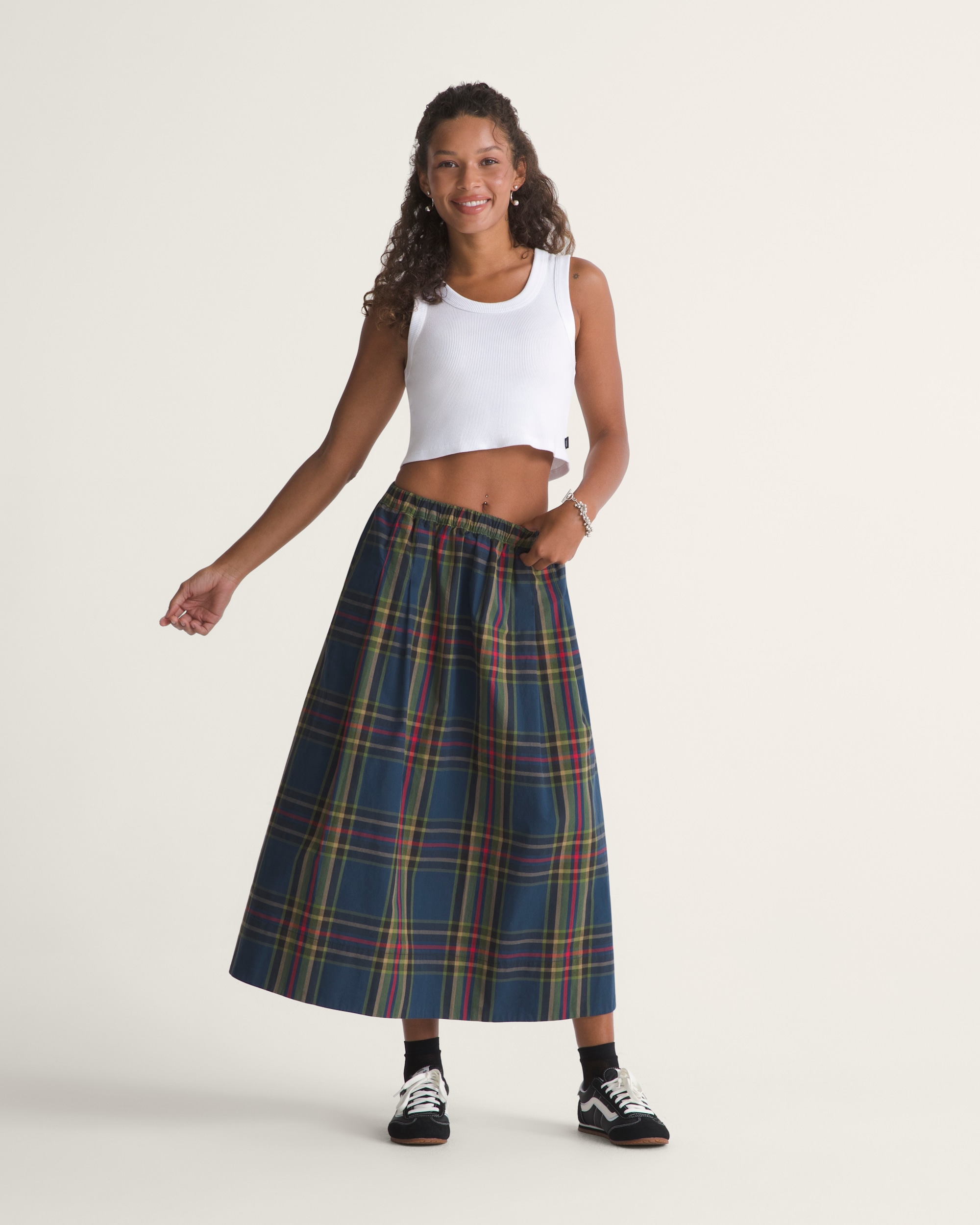 Francesca Full Skirt VANS Plaid Dress Blues ALT3