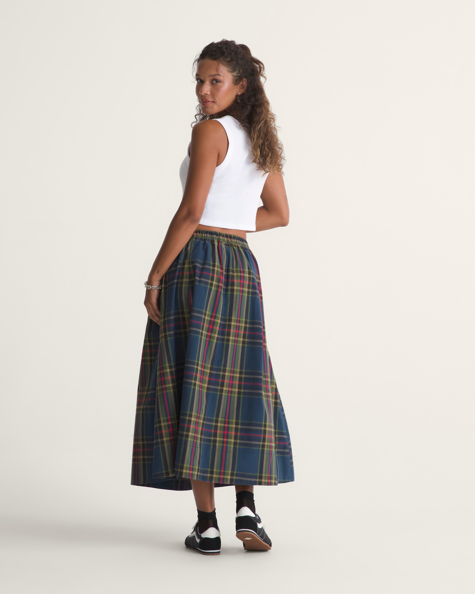 Francesca Full Skirt VANS Plaid Dress Blues ALT4
