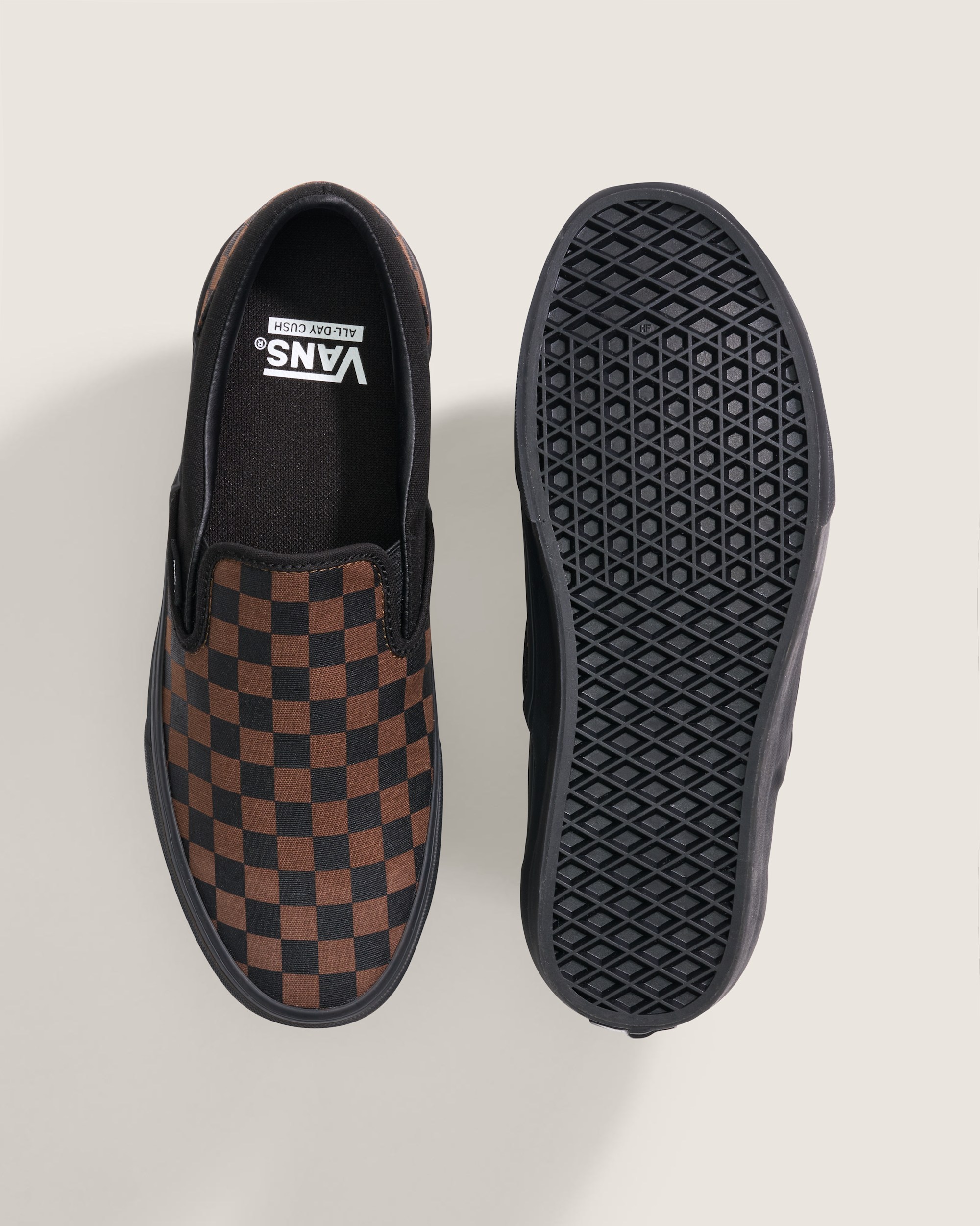 Classic SlipOn VANS Checkerboard Black  Brown ALT2