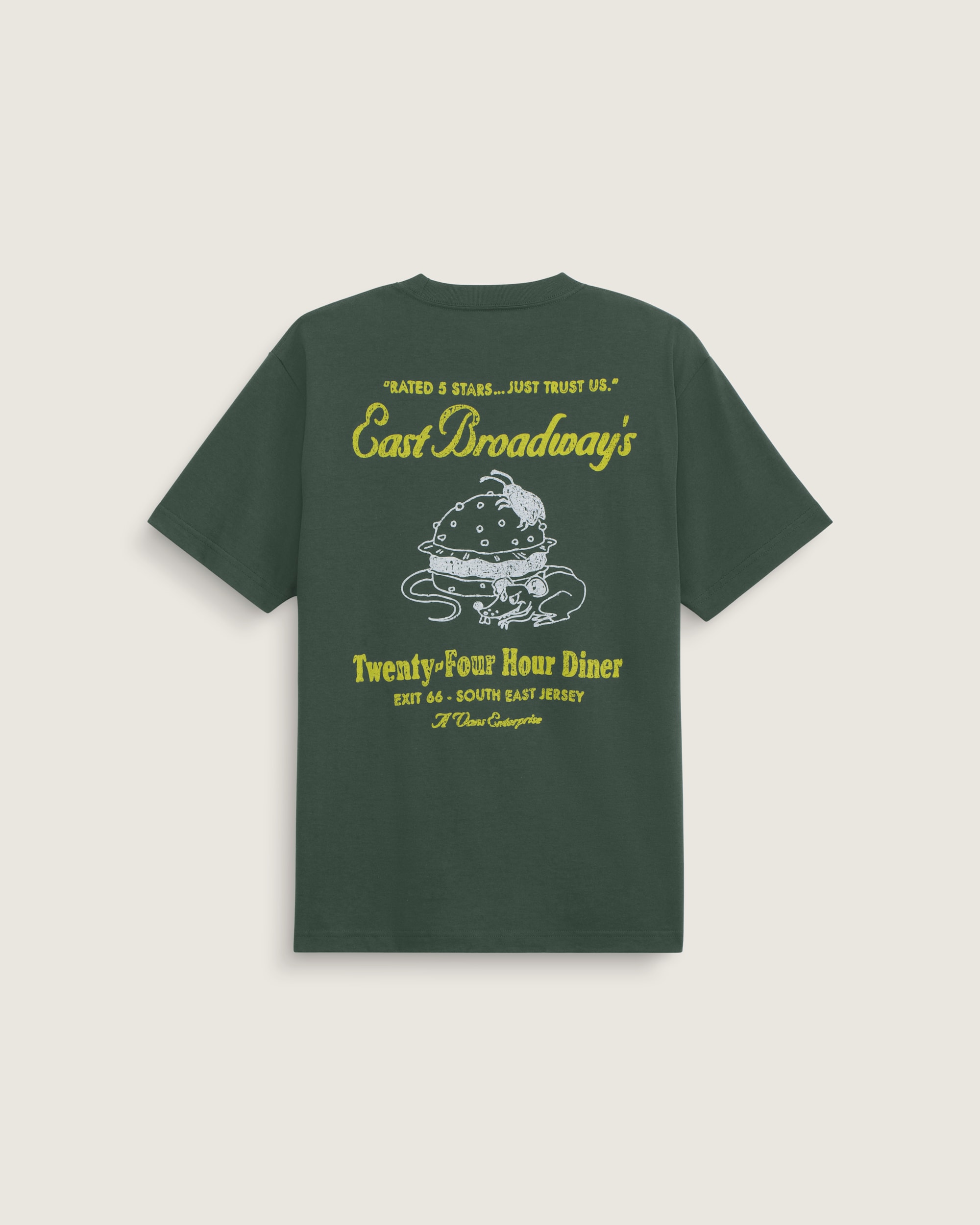 Broadway Diner Short Sleeve Tee VANS Oil Green HERO